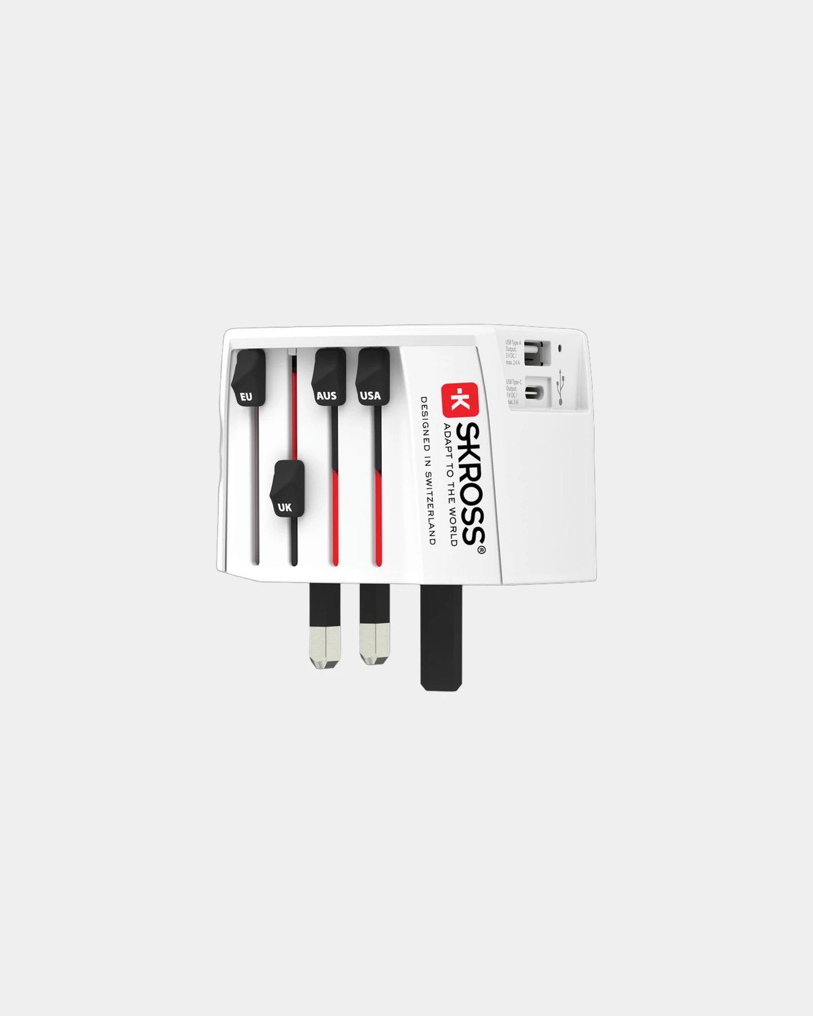 Reiseadapter Skross MUV 2-Pole mit USB zum Personalisieren - 1
