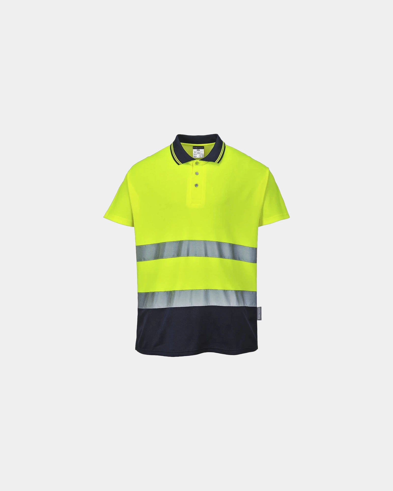 Poloshirt Baumwolle bicolor Portwest zum Personalisieren - Gelb-Marineblau