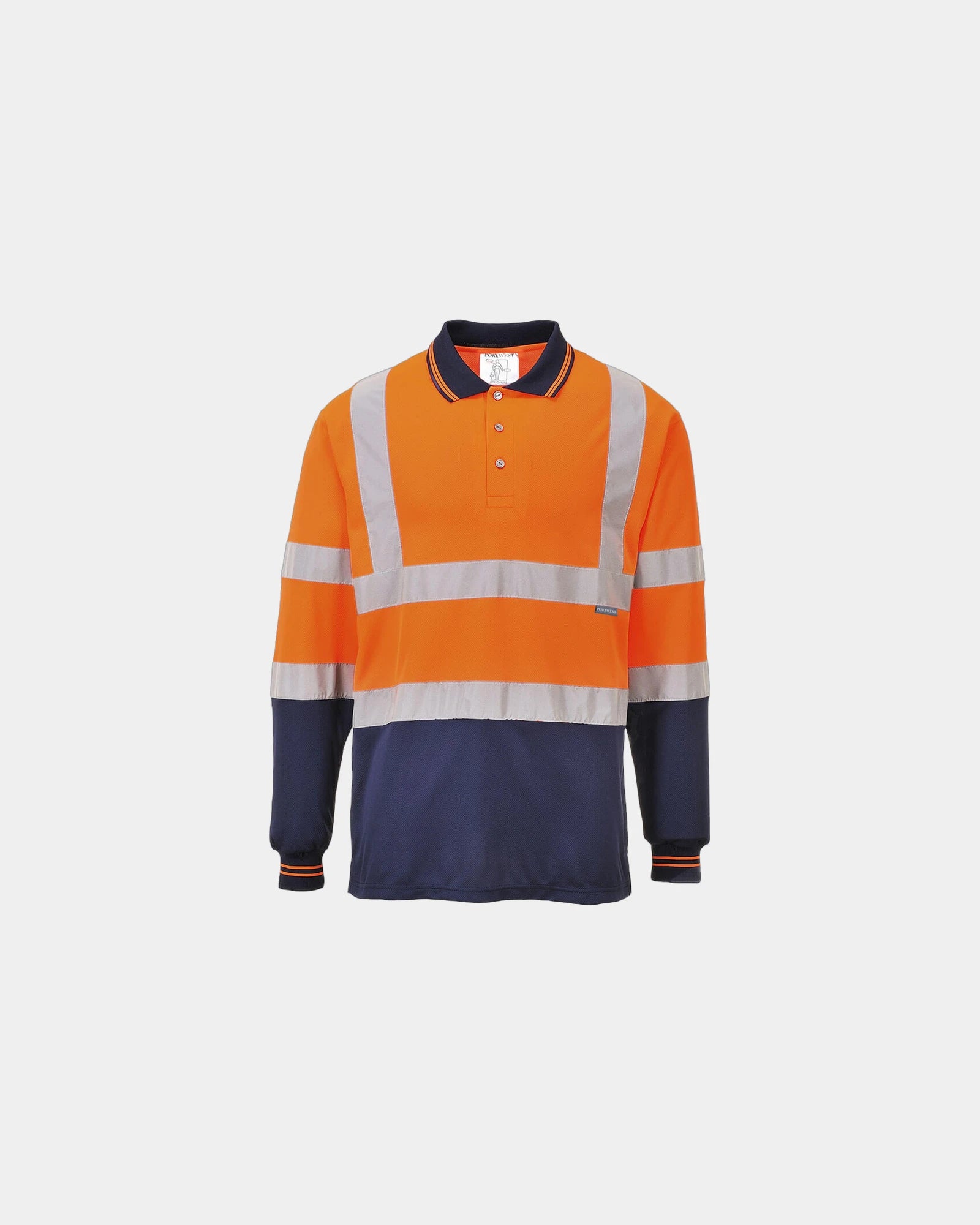 Poloshirt bicolore langarm zum Personalisieren - Orange