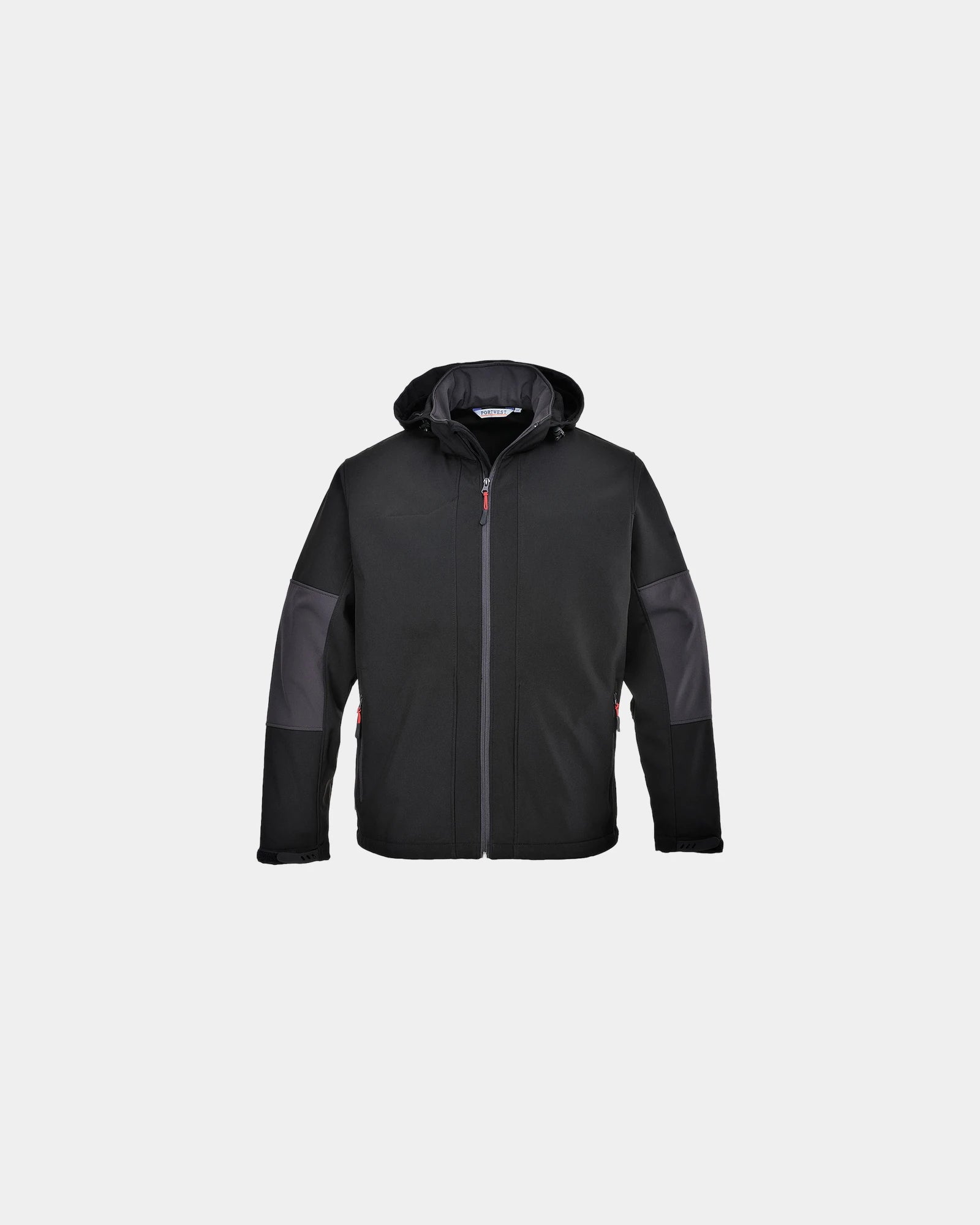 Softshelljacke mit Kapuze zum Personalisieren - Schwarz-Himmelblau