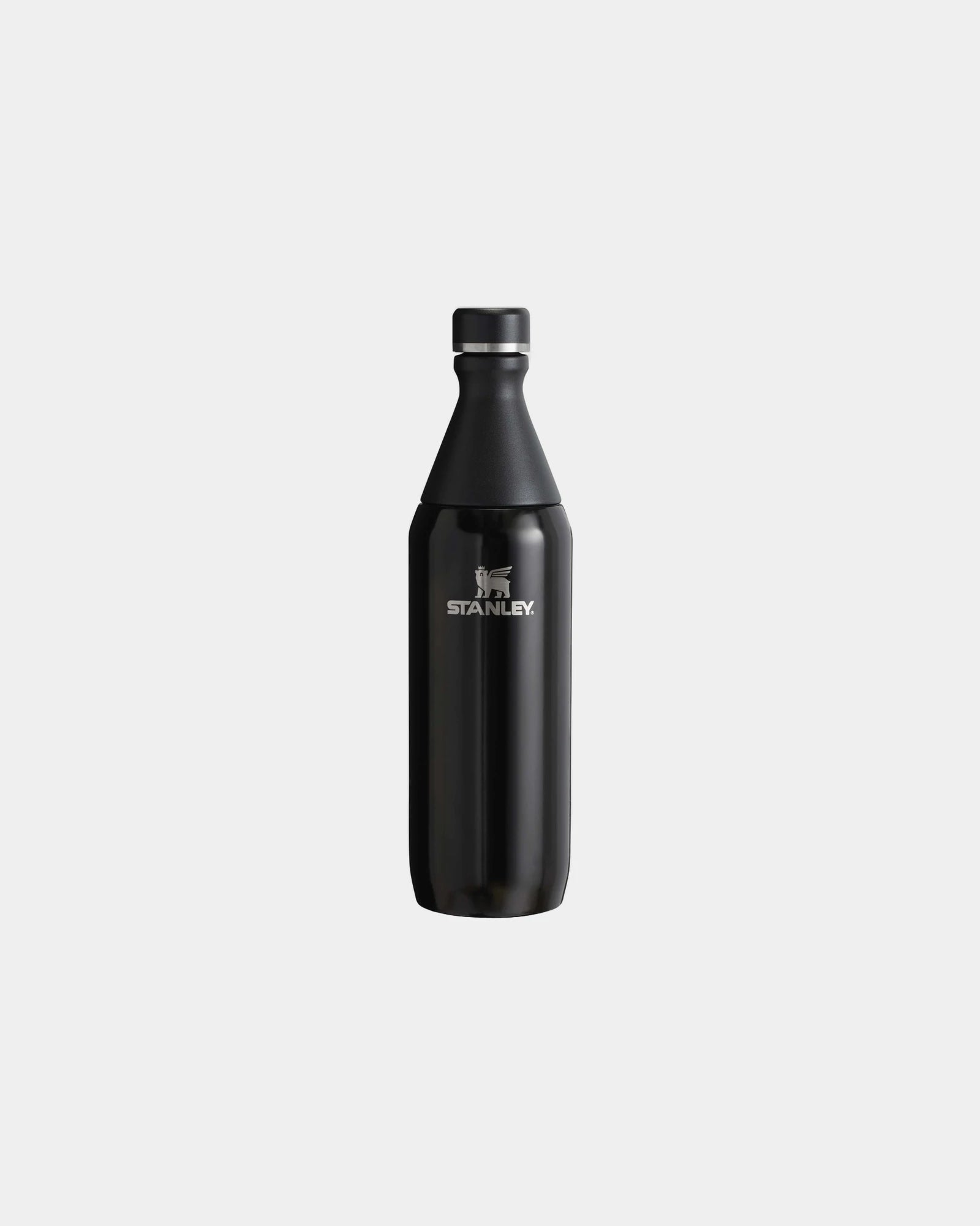Trinkflasche Edelstahl recycelt Stanley All Day Slim 600ml zum Personalisieren - Glänzendes Schwarz