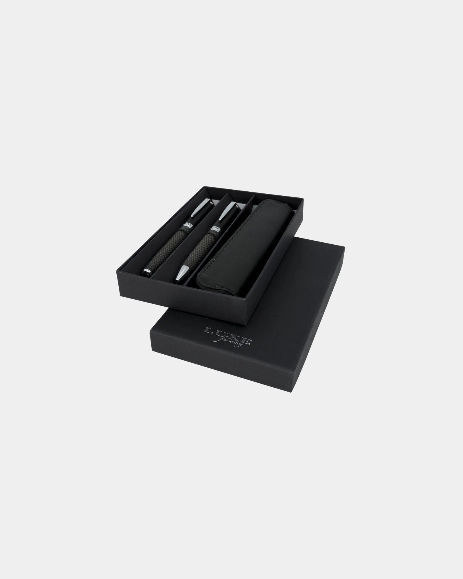 Parure Kugelschreiber und Rollerball Carbon personalisierbar zum Personalisieren - Schwarz