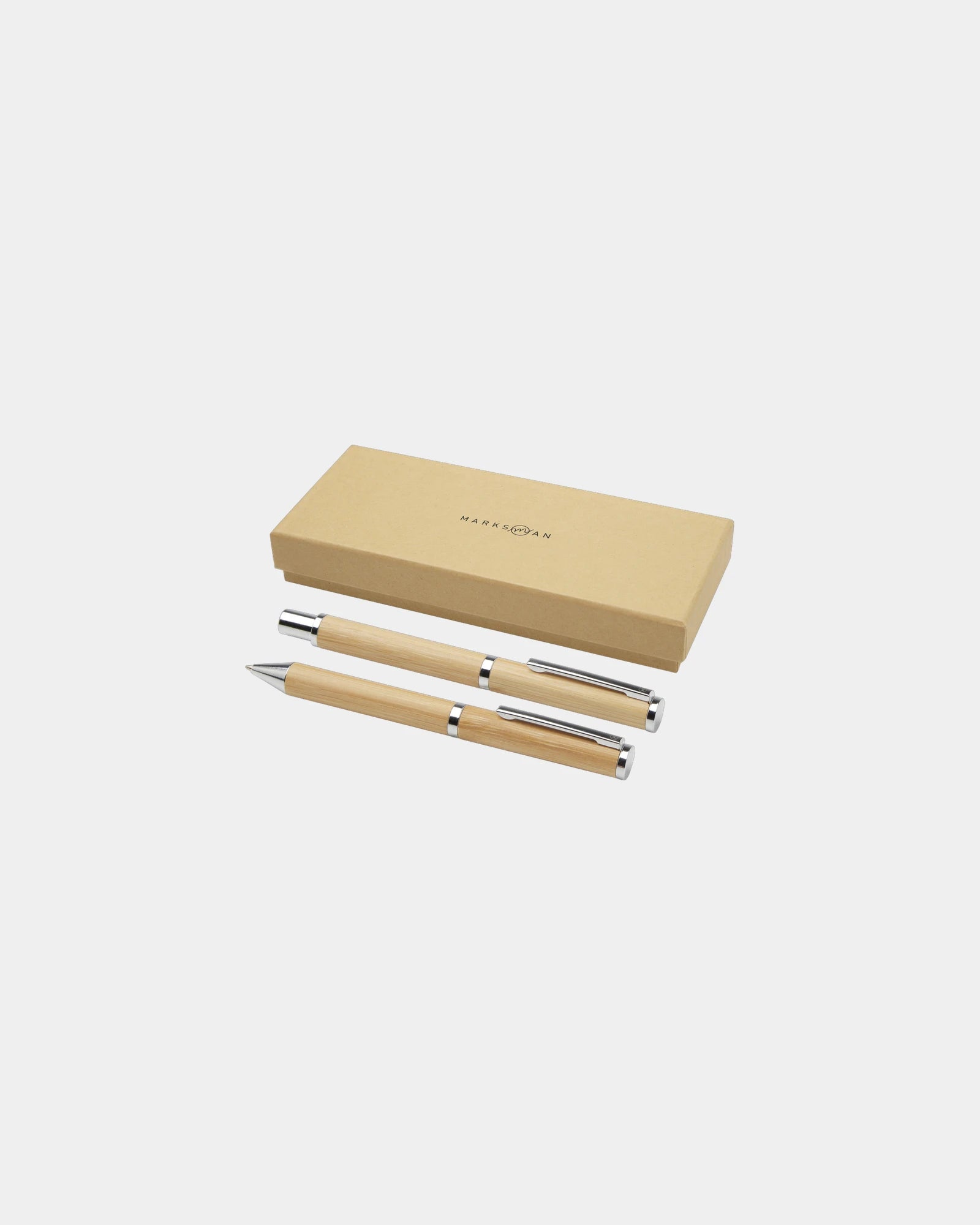 Geschenkset Kugelschreiber und Rollerball Apolys aus Bambus zum Personalisieren - Natur