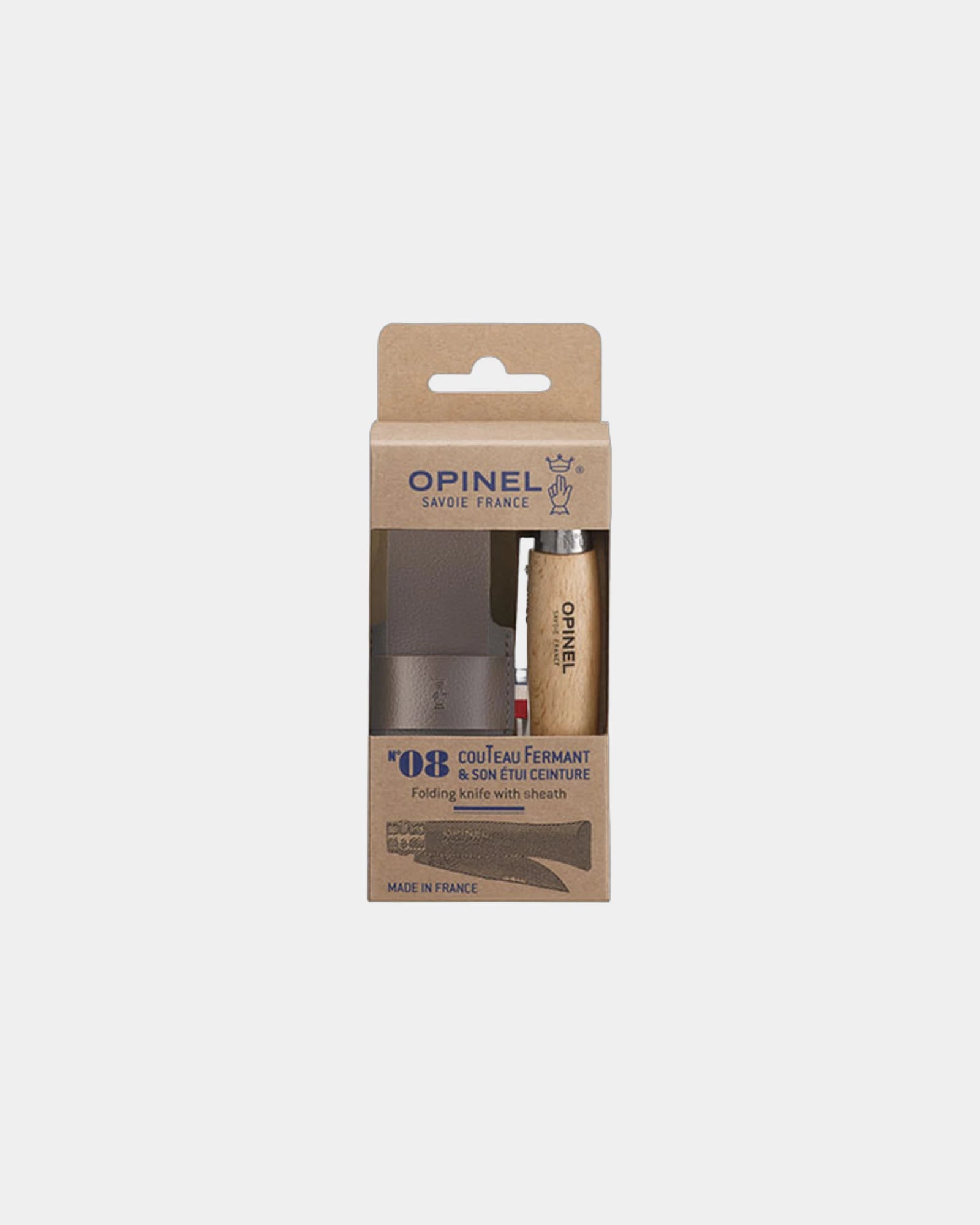 Messer Edelstahl Opinel N°08 mit Gürteletui zum Personalisieren - Beige