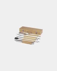 Barbecue-Set 5-teilig Bambus Edelstahl zum Personalisieren - Natur
