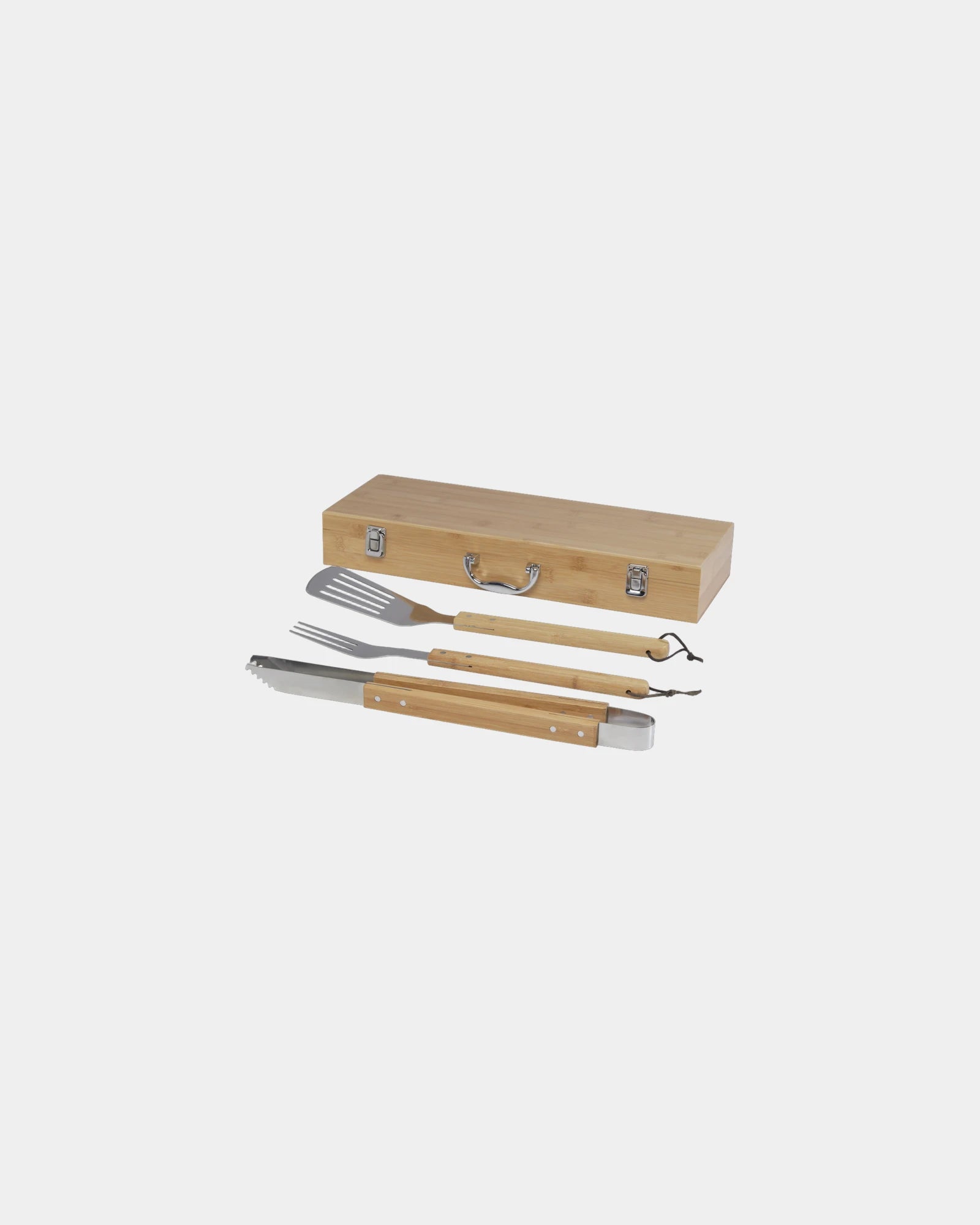Barbecue-Set 3-teilig Edelstahl Bambus zum Personalisieren - Natur