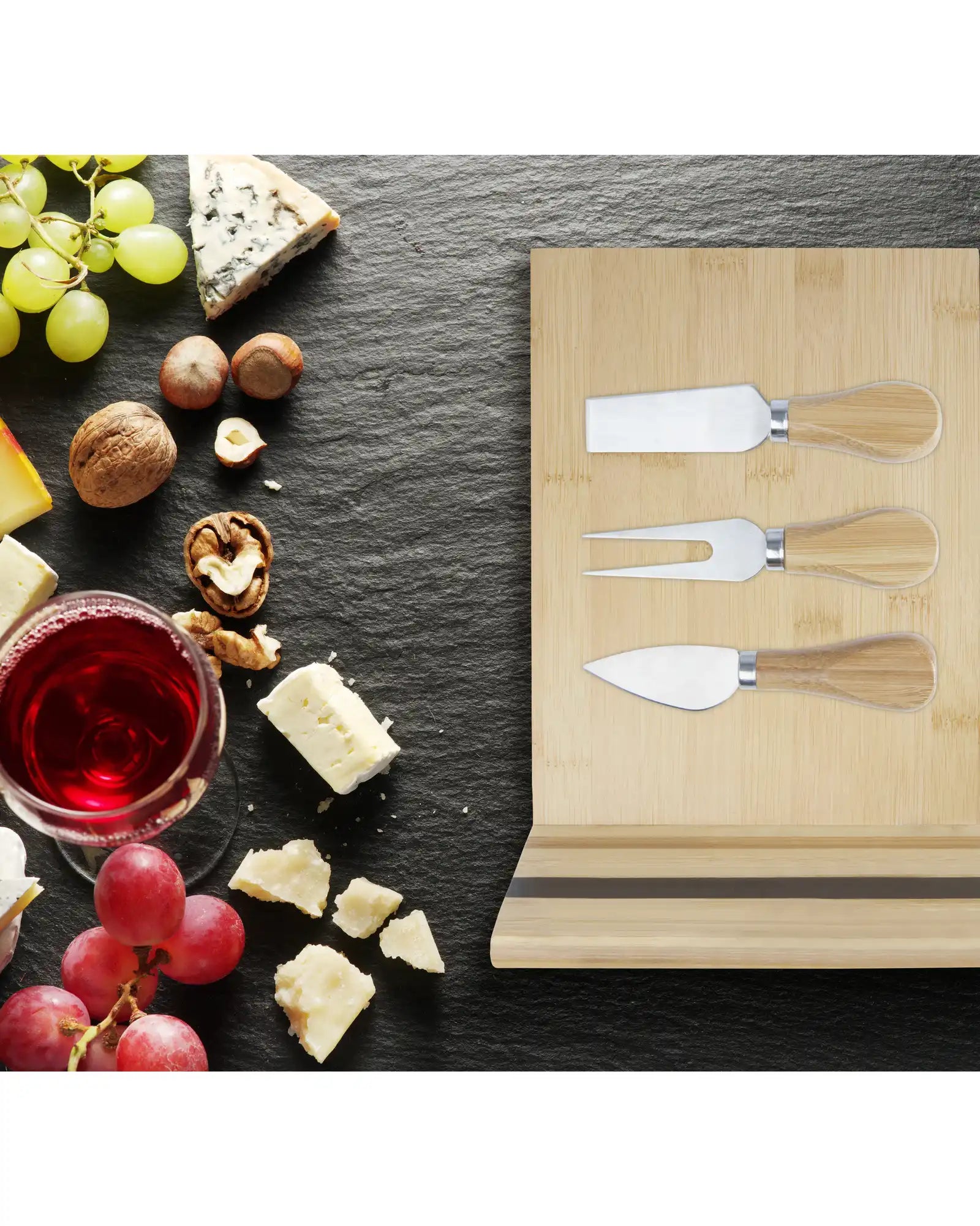 Bambus Käse-Set mit magnetischen Accessoires zum Personalisieren - 4