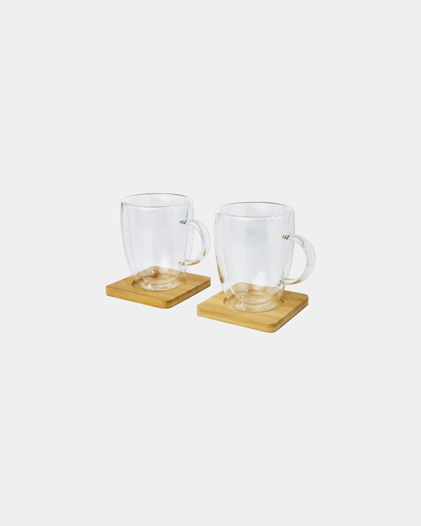 Tasse 350ml doppelwandig Glas mit Bambusuntersetzer zum Personalisieren - 4