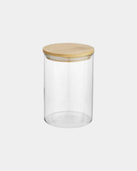 Lebensmittelbehälter Glas 550ml mit Bambusdeckel zum Personalisieren - Natur