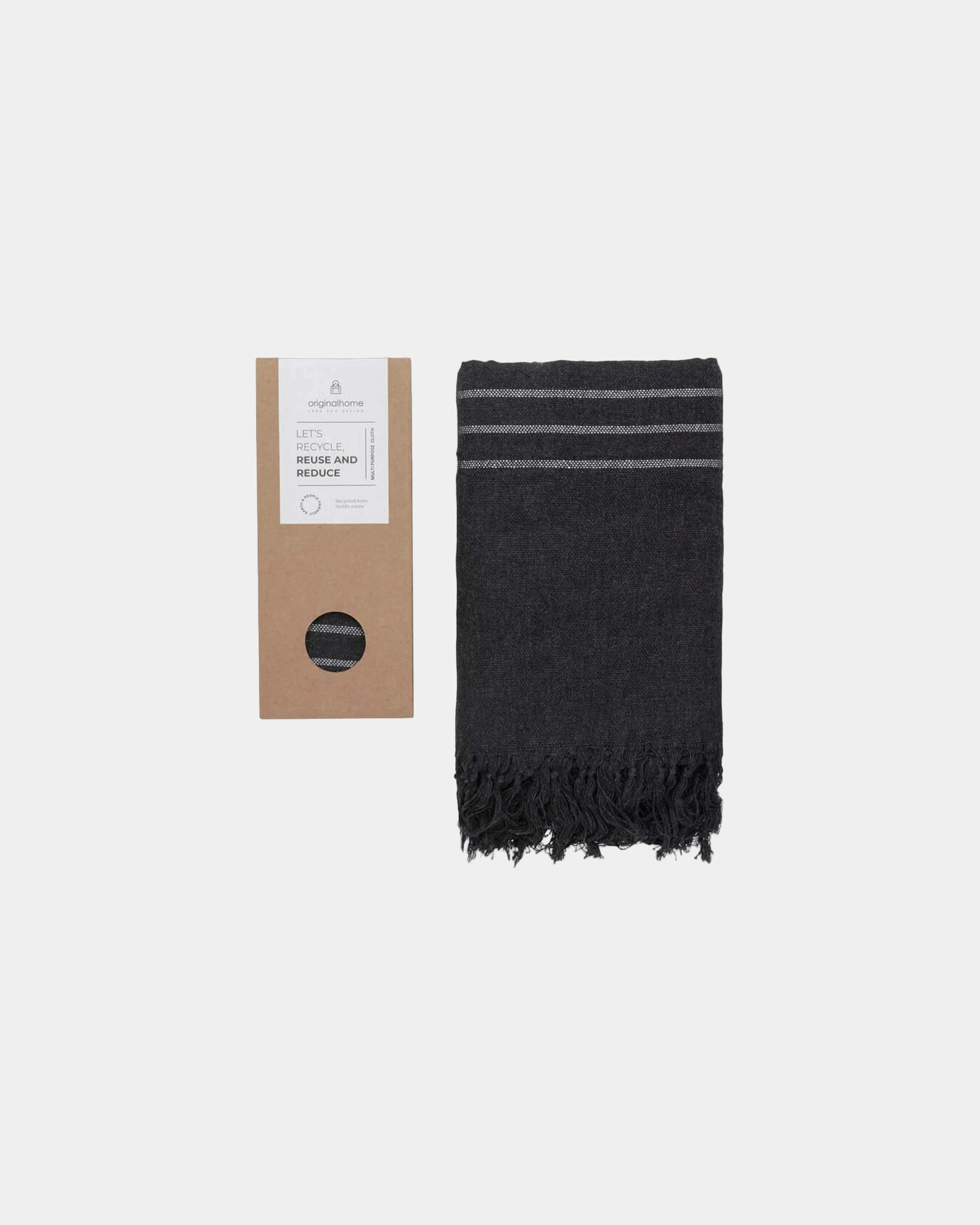 Recycelter Stoff Originalhome 85 x 175 cm zum Personalisieren - Schwarz