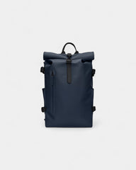 Rucksack wasserdicht Rains Rolltop Large zum Personalisieren - Marineblau