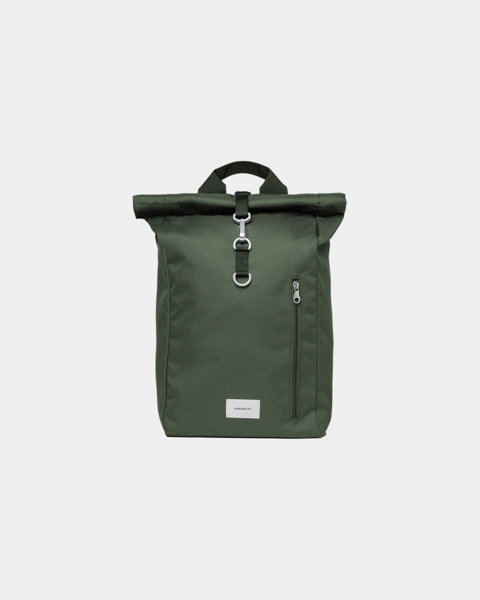 Recycelter Rucksack Sandqvist Ground Rolltop zum Personalisieren - Dawn-Grün mit Dawn-grünem Gurtband