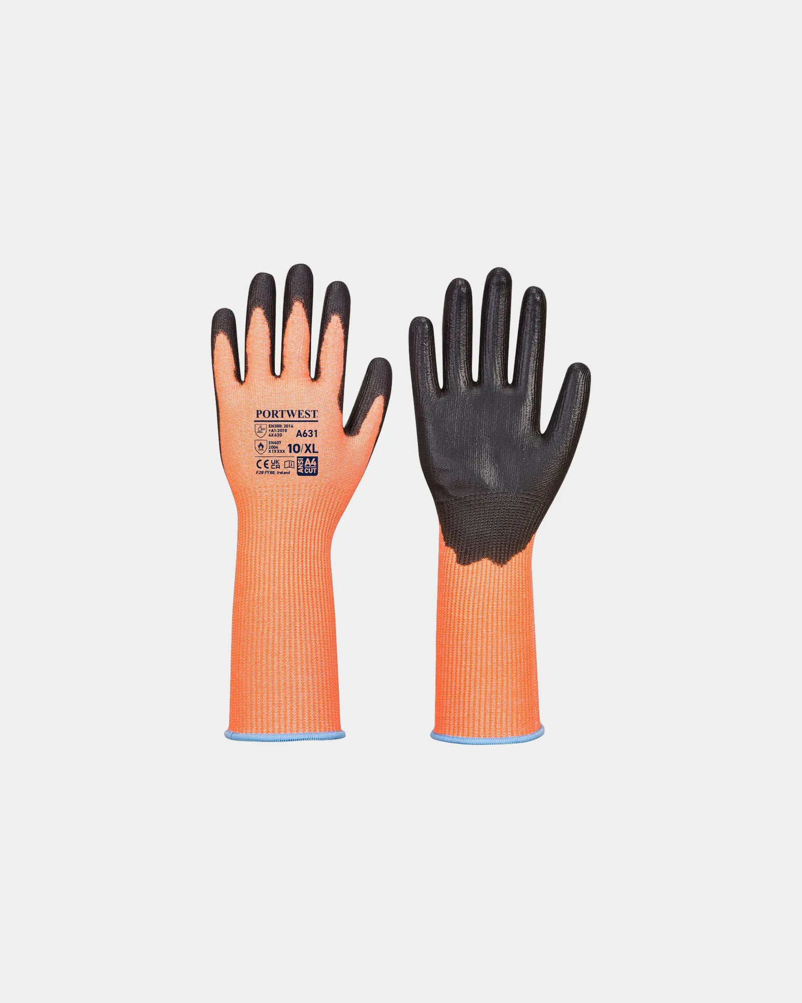 Sicherheitshandschuh Portwest Cut D lange Manschette zum Personalisieren - Orange