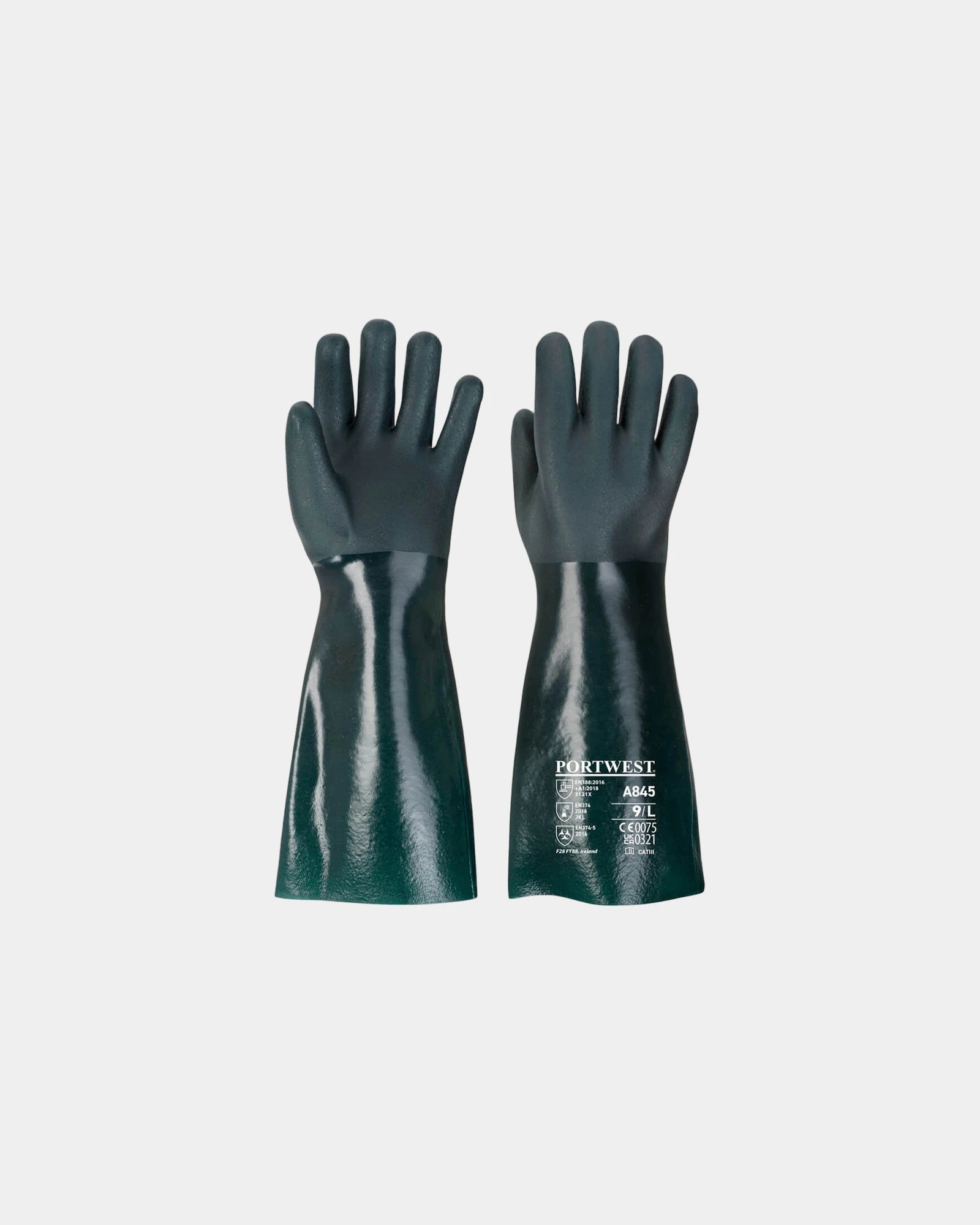Handschuh PVC 45 cm doppelt beschichtet zum Personalisieren - Grün