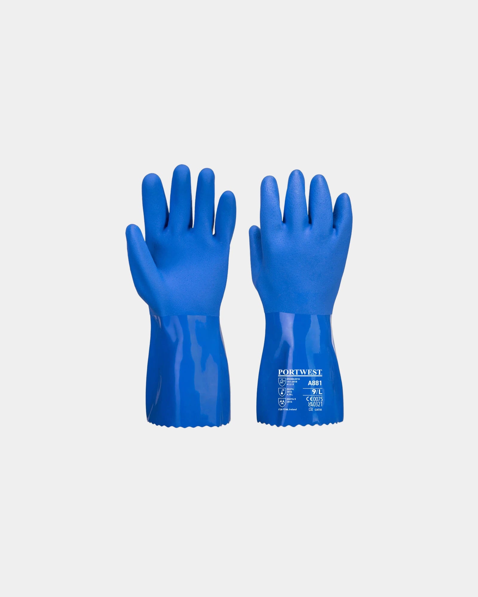 Chemikalienhandschuh PVC Portwest Marine Chimie Ultra zum Personalisieren - Blau