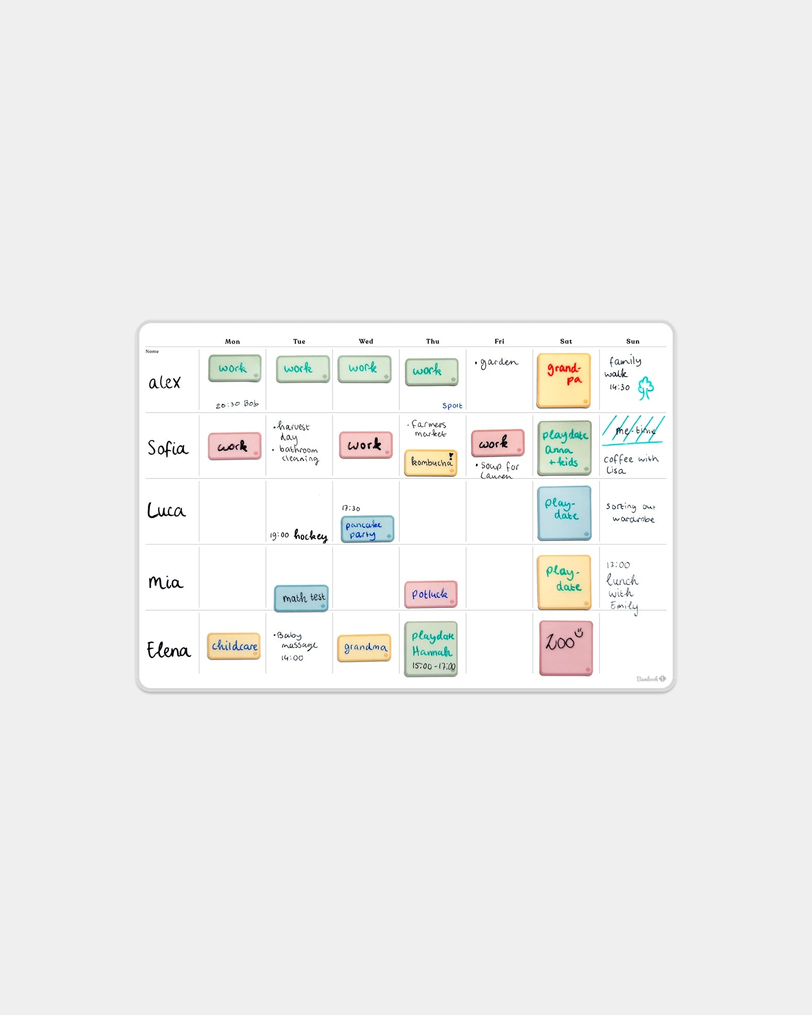 Calendrier hebdomadaire adhésif Bambook 35,4 x 24,4 cm à personnaliser - Blanc