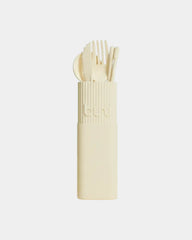 Besteckset Biokomposit recycelt zum Personalisieren - Creme