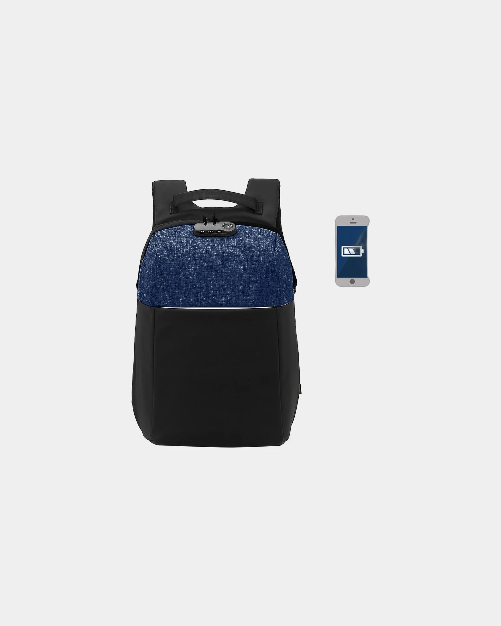 Rucksack RPET Blaupunkt GRS zum Personalisieren - Schwarz-Marineblau