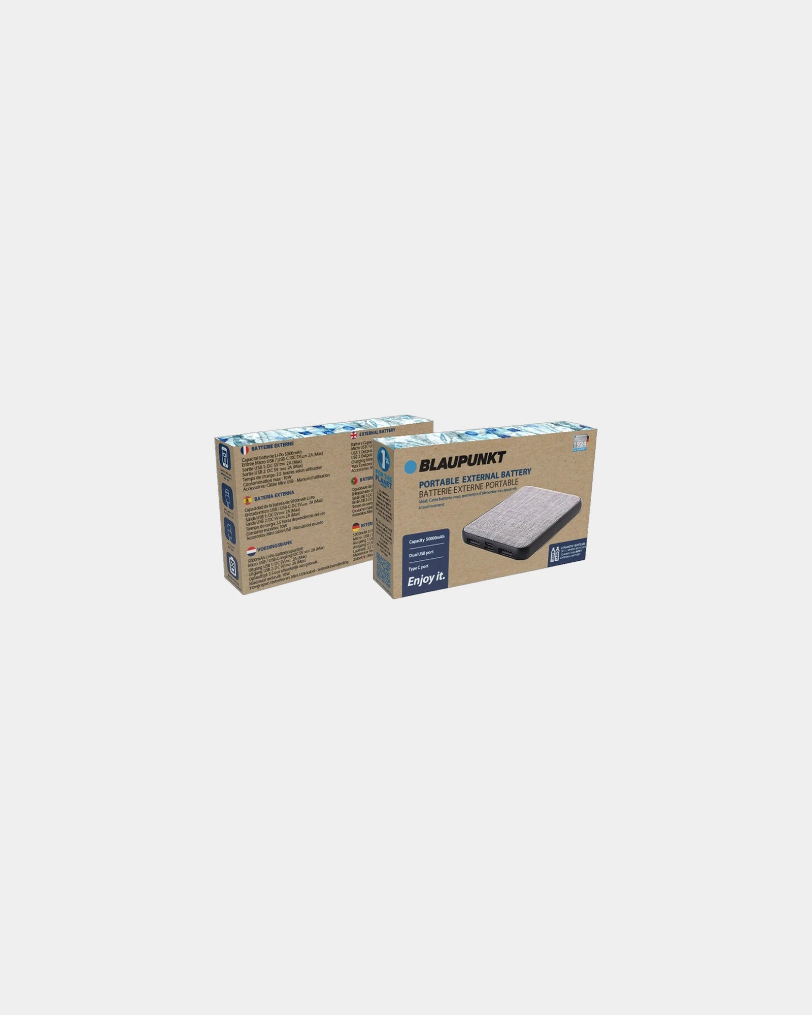 Batterie RPET mit LED Blaupunkt zum Personalisieren - 4