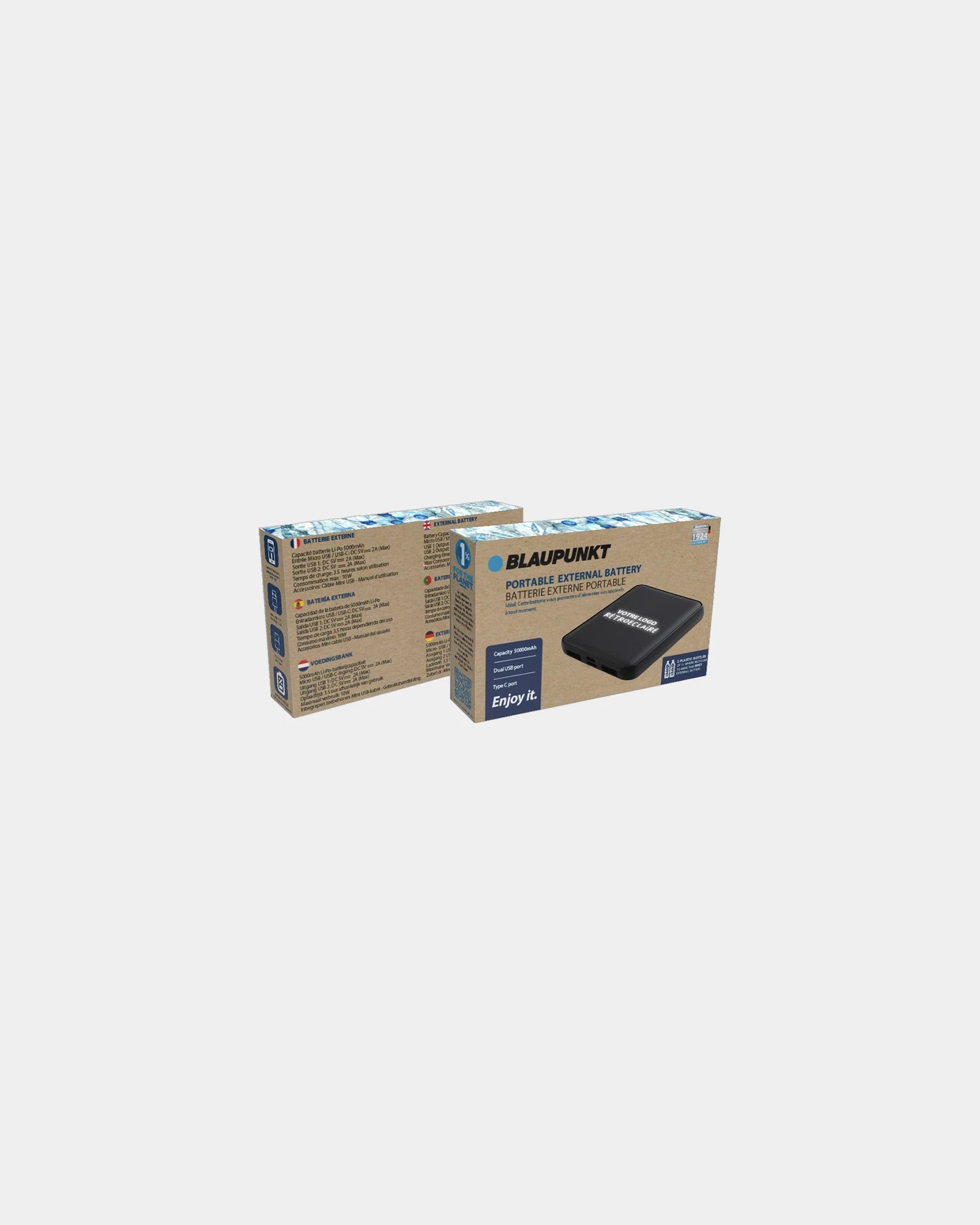 Batterie RPET mit LED Blaupunkt zum Personalisieren - 4