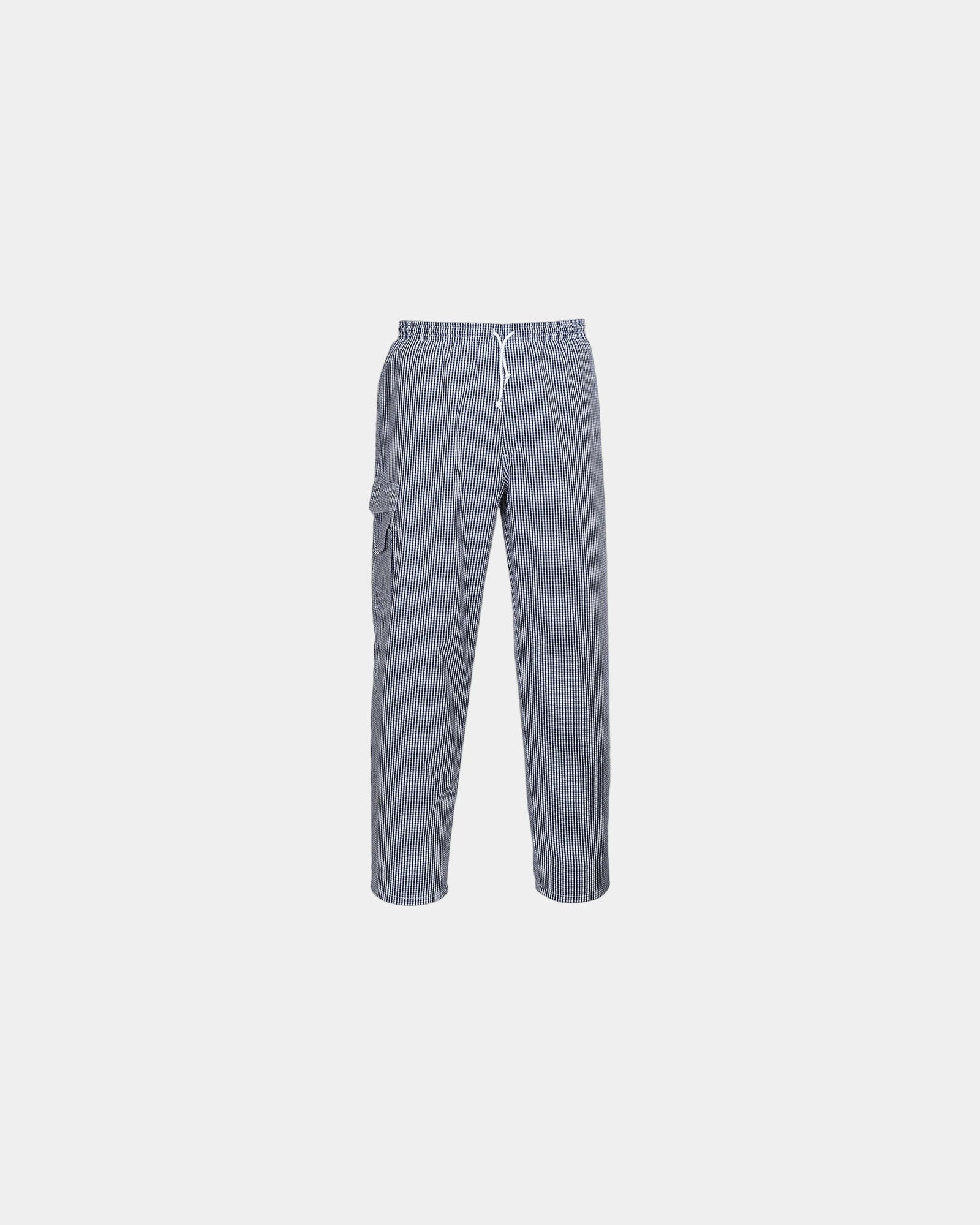 Küchenhose Chester zum Personalisieren - Schachbrett Blau-Weiß