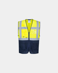 Gilet Executive Hi-Vis zum Personalisieren - Gelb-Marineblau