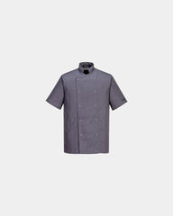 Küchenjacke Polycotton Portwest Cumbria zum Personalisieren - Grau
