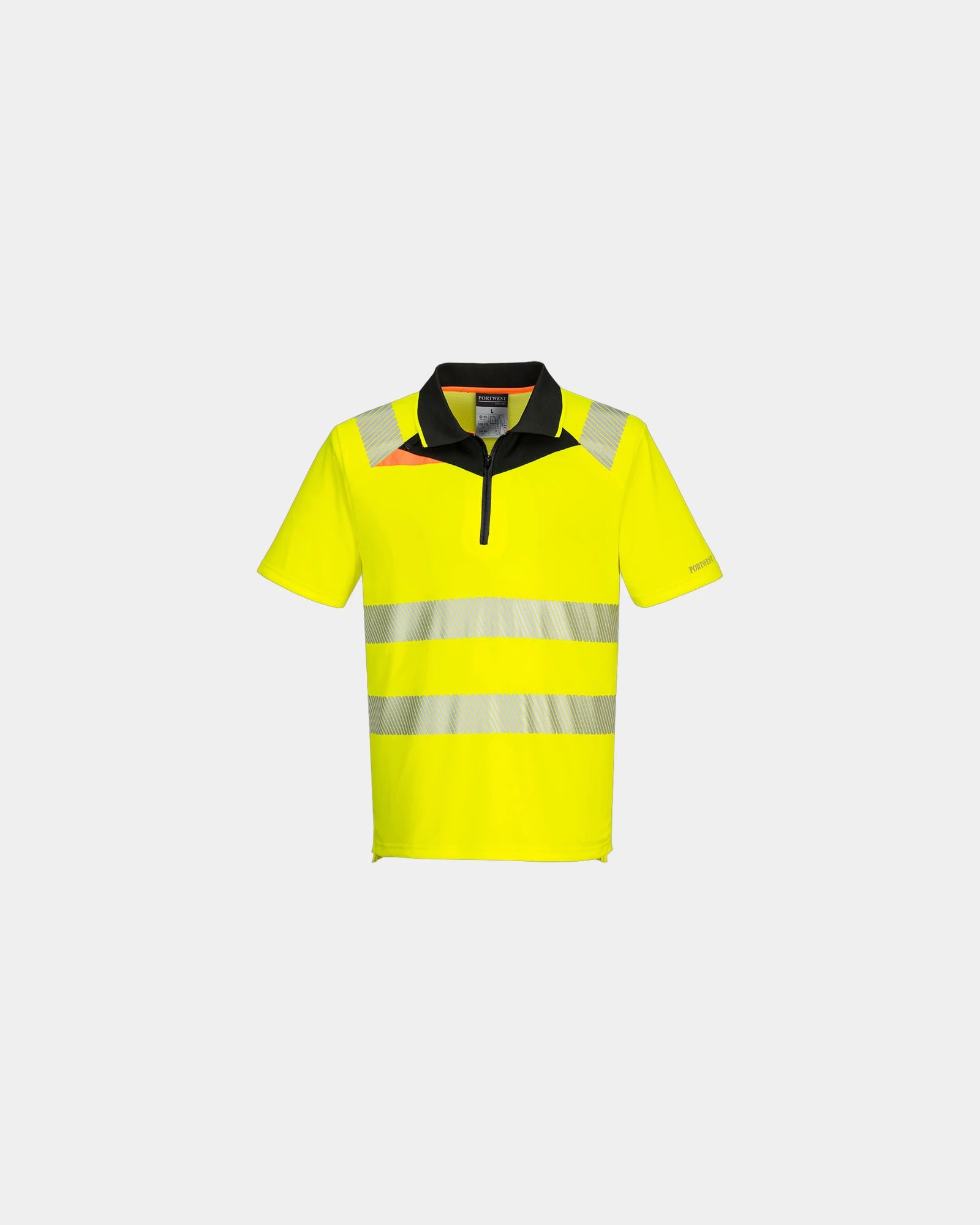 Poloshirt Hochsichtbarkeit 100% Polyester Portwest zum Personalisieren - Gelb-Schwarz
