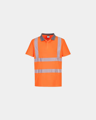 Poloshirt hochsichtbar 100% Polyester recycelt zum Personalisieren - Orange