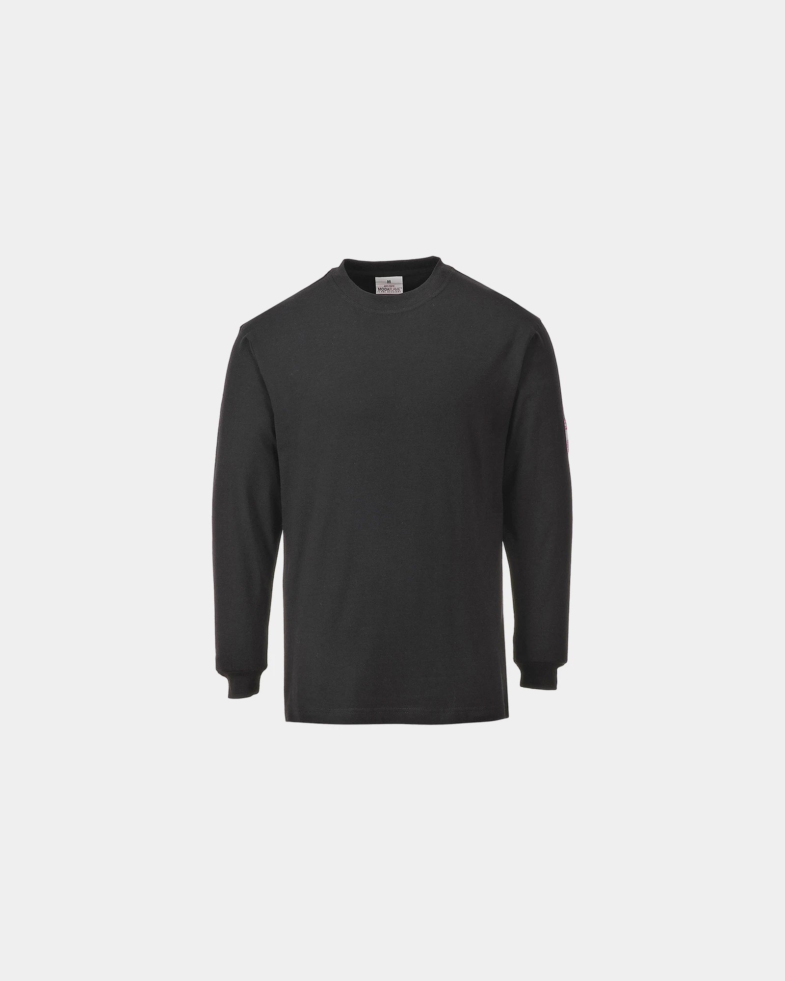 T-Shirt langarm Modaflame antistatisch zum Personalisieren - Schwarz-Himmelblau