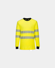 T-Shirt Hi-Vis Flamme Resistenz Portwest zum Personalisieren - Gelb-Schwarz