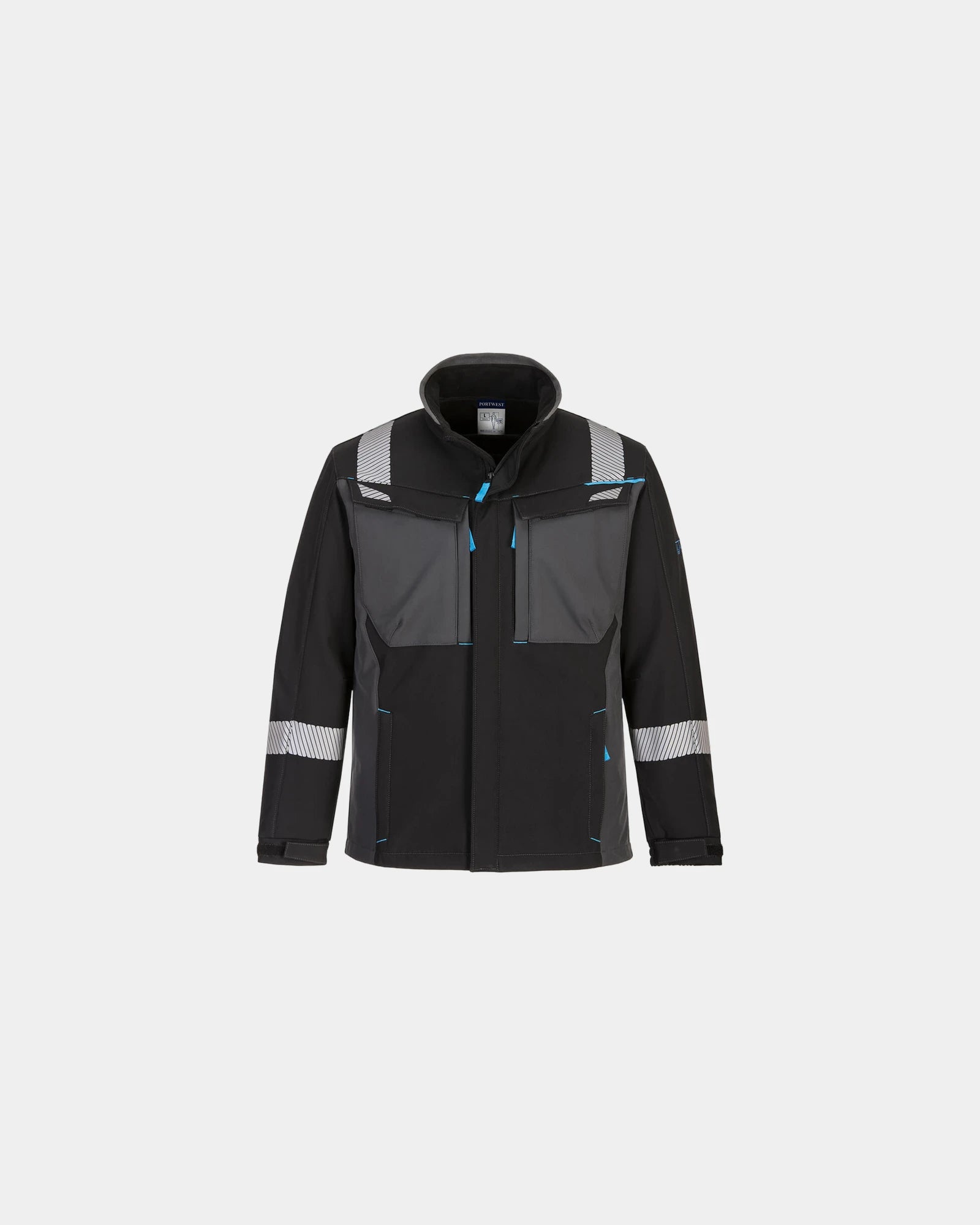 Softshelljacke Modaflame Portwest WX3 FR zum Personalisieren - Schwarz-Himmelblau