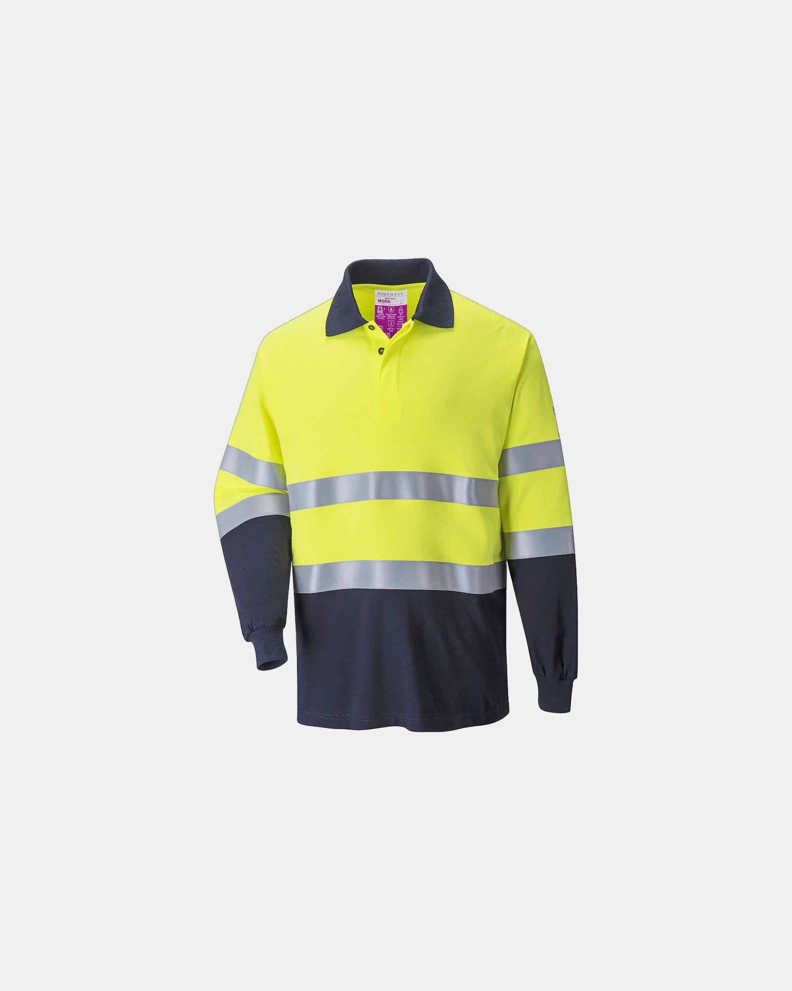 Poloshirt antistatisch bicolore Portwest zum Personalisieren - Gelb-Marineblau