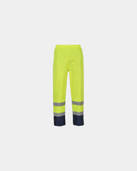 Regenhose Hi-Vis zum Personalisieren - Gelb-Marineblau