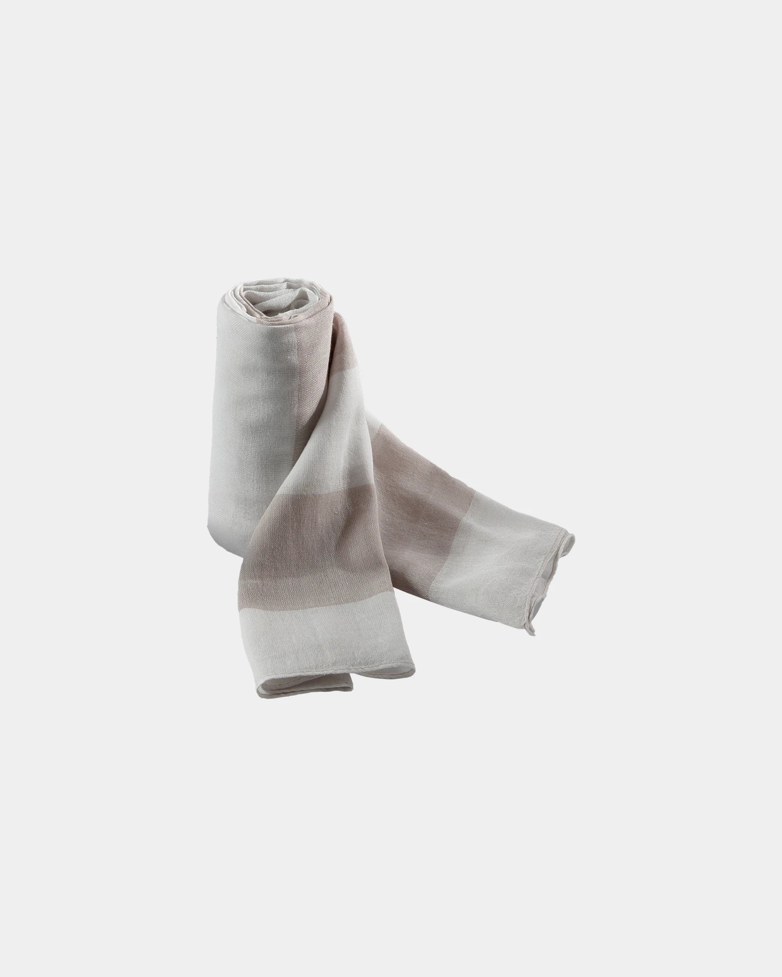 Schal Baumwolle gestreift 55g/m² zum Personalisieren - Beige / Weiß