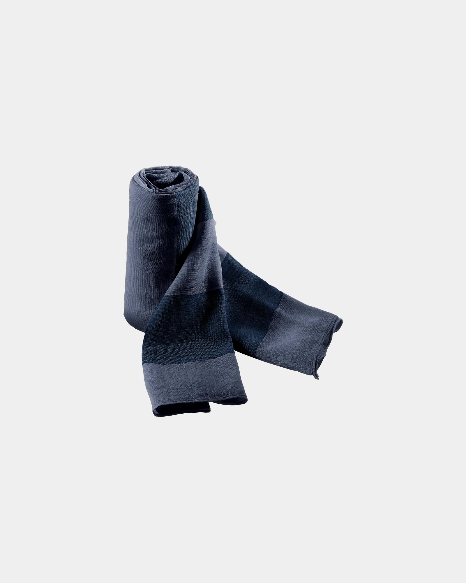 Schal Baumwolle gestreift 55g/m² zum Personalisieren - Marineblau / Steinblau