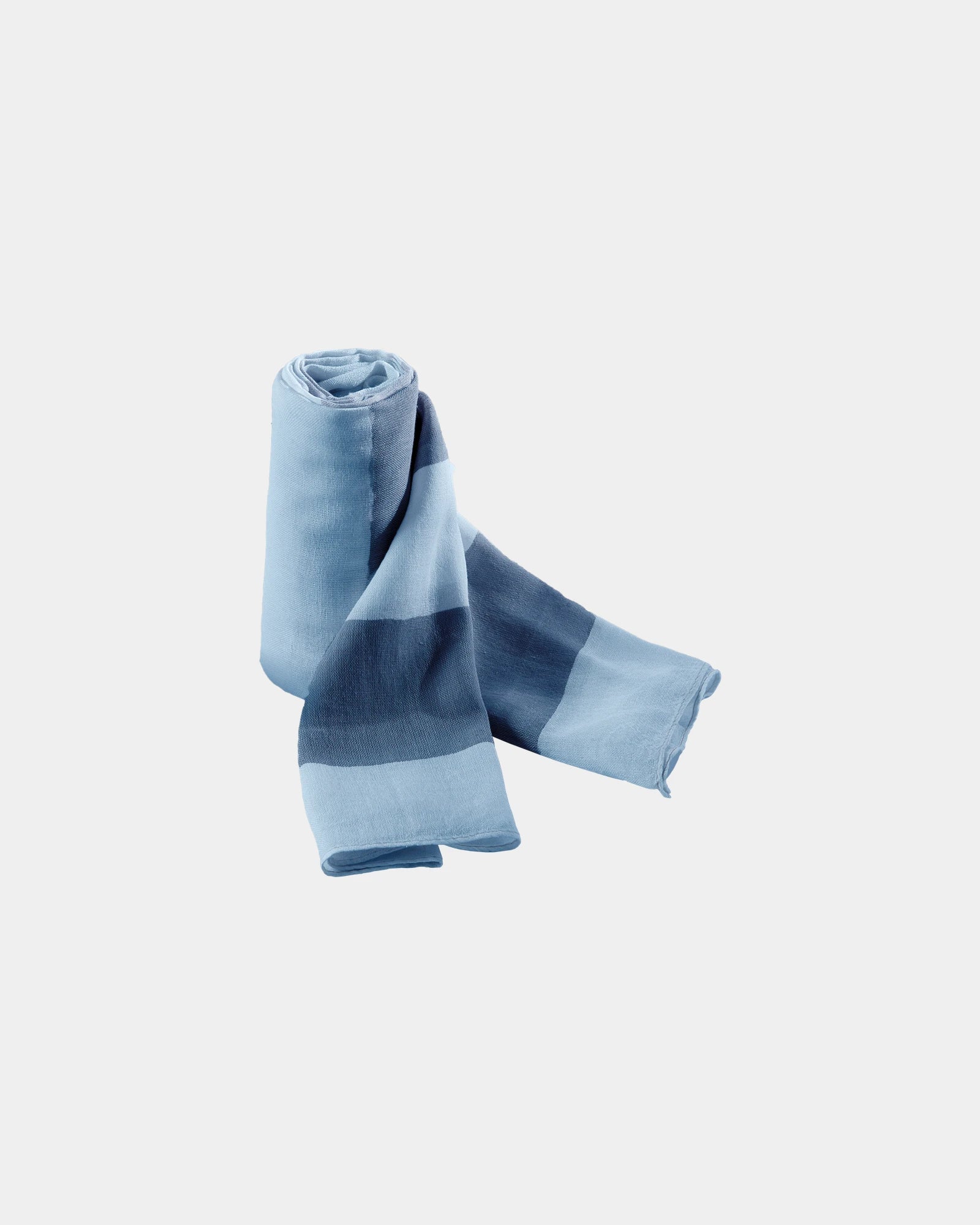 Schal Baumwolle gestreift 55g/m² zum Personalisieren - Eisblau / Denim