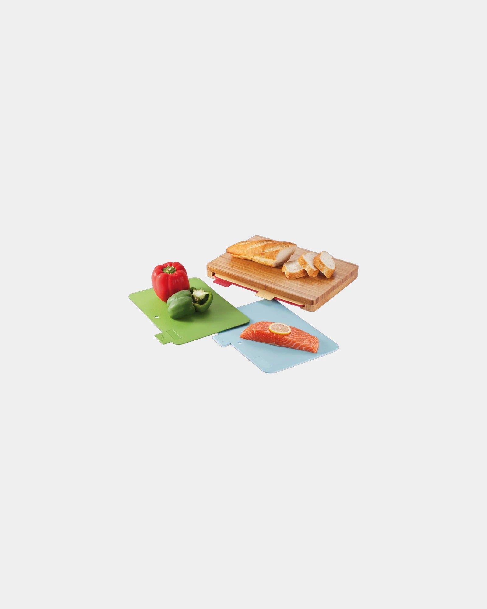 Set von 4 Schneidebrettern mit Bambusständer zum Personalisieren - Braun