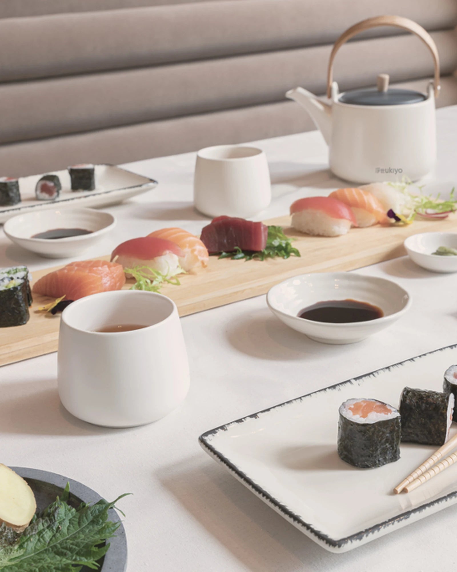 Set aus 4 Servietten aus recycelter Baumwolle Ukiyo zum Personalisieren - 17