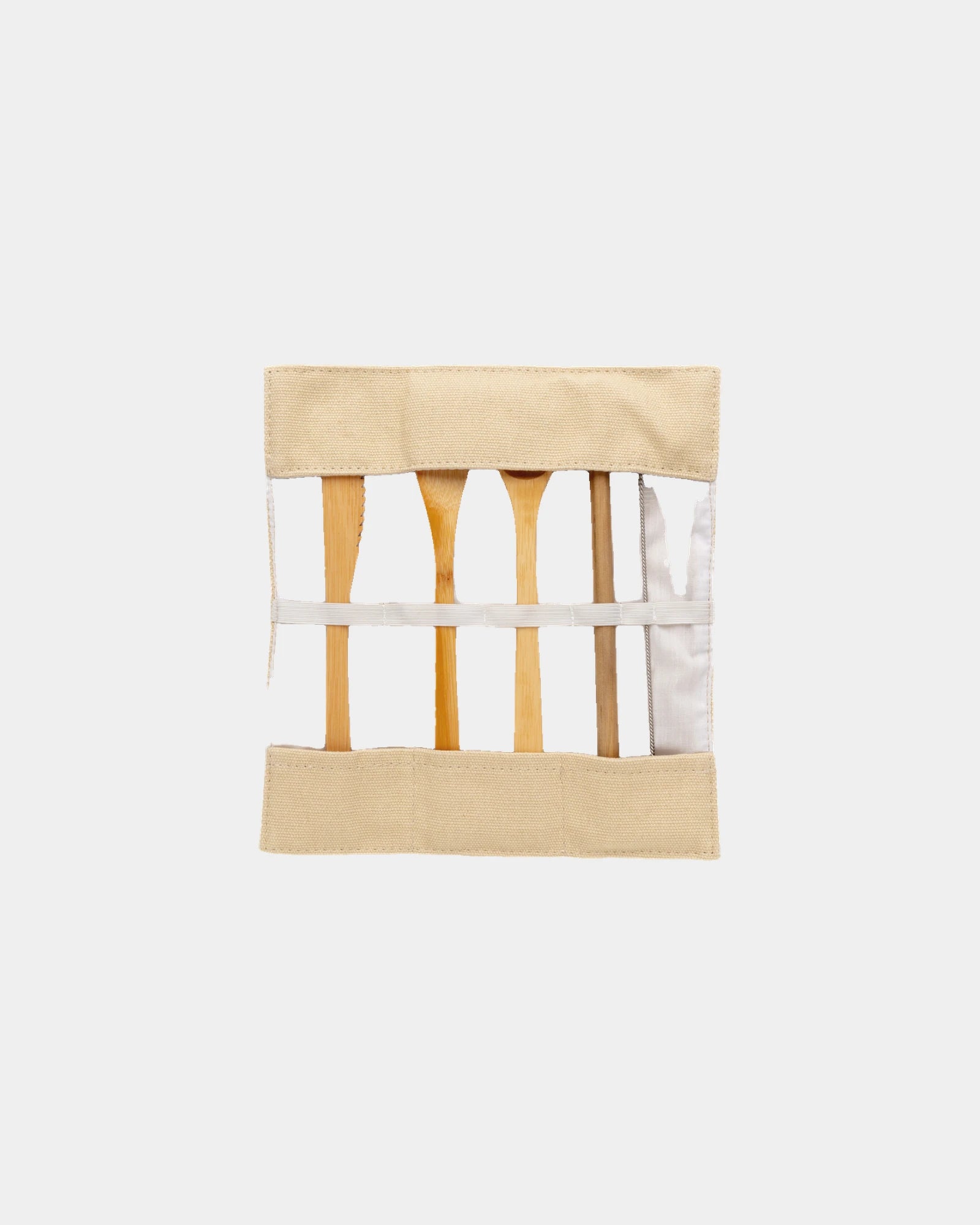 Set aus wiederverwendbarem Bambusbesteck zum Personalisieren