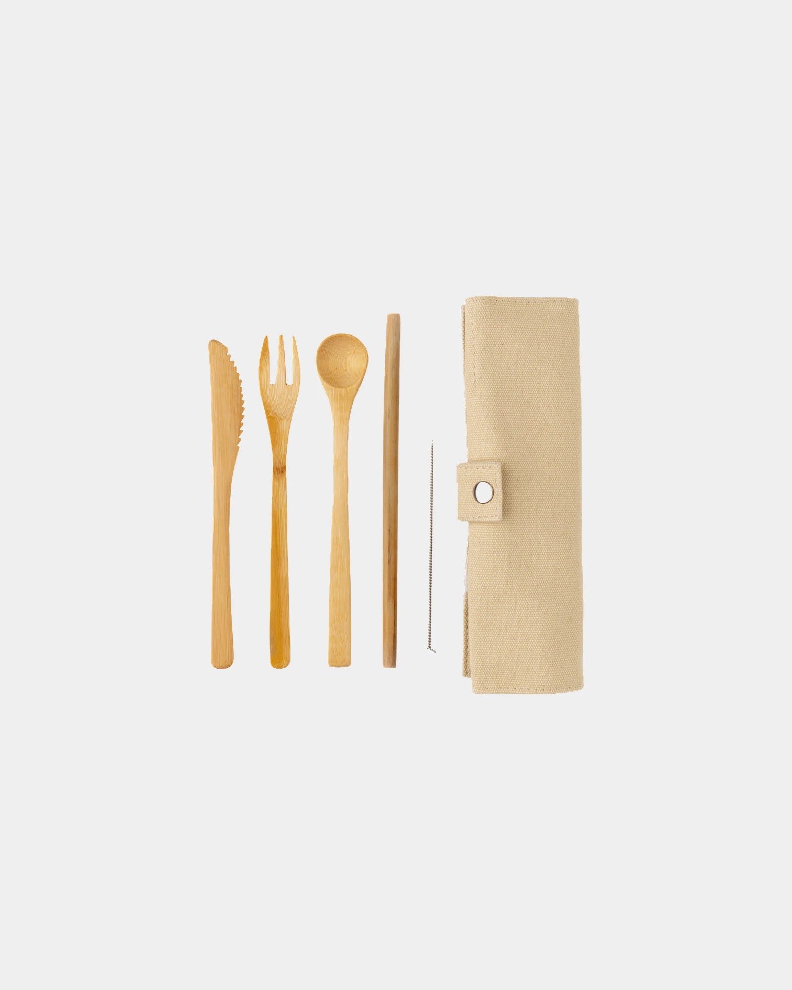 Set aus wiederverwendbarem Bambusbesteck zum Personalisieren
