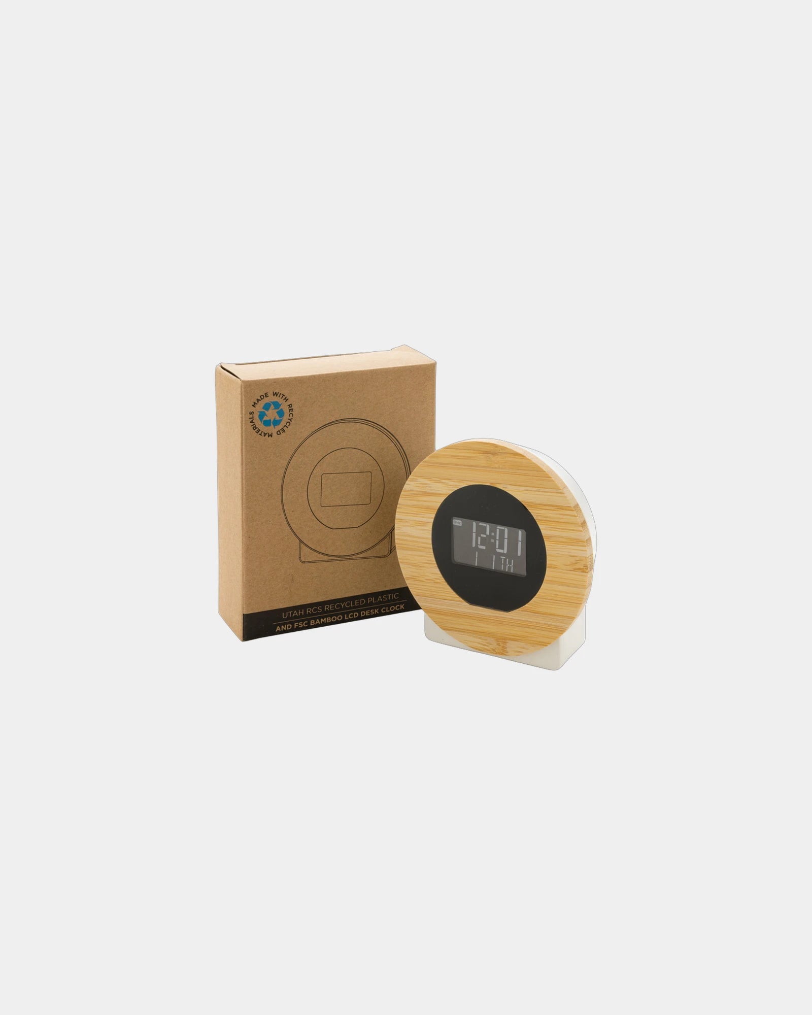 Büro-Uhr recycelt ABS FSC® Bambus zum Personalisieren - 3