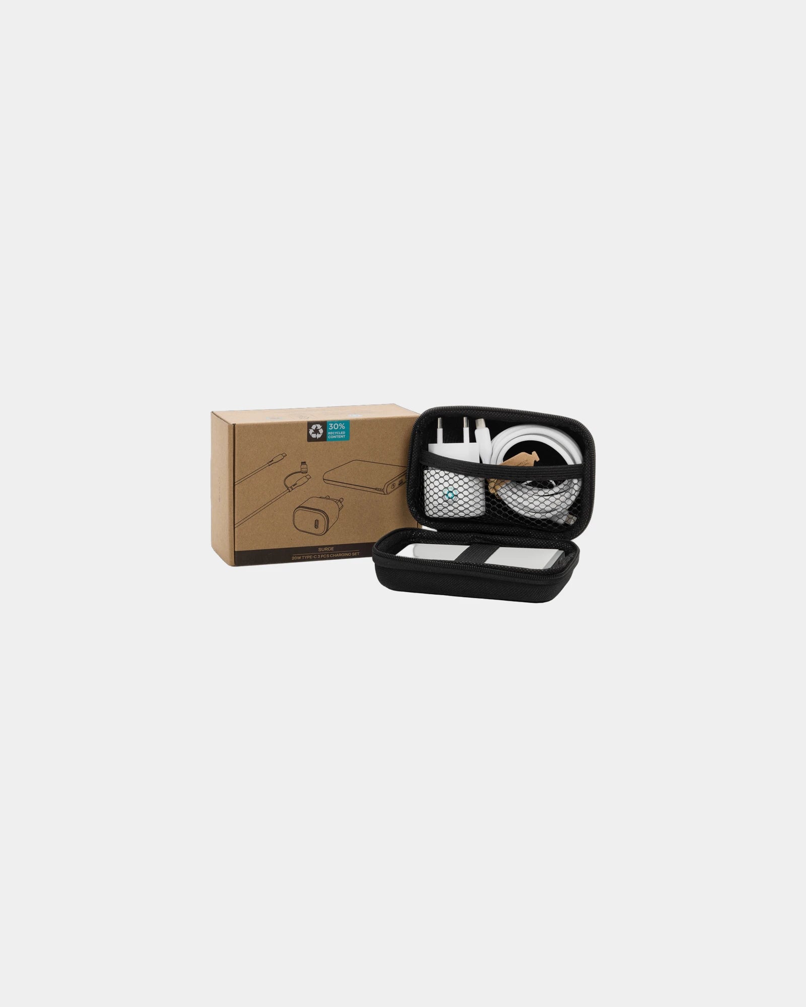 Set Batterie Kabel und Ladegerät 20W aus recyceltem PET zum Personalisieren - 1