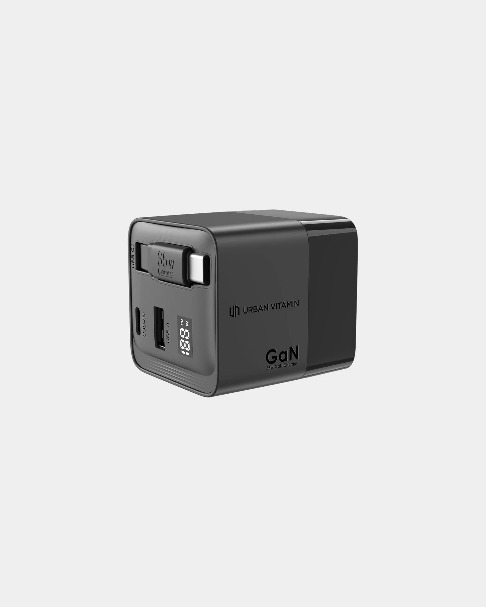 Ladegerät 65W GaN Urban Vitamin Mendocino zum Personalisieren - Schwarz