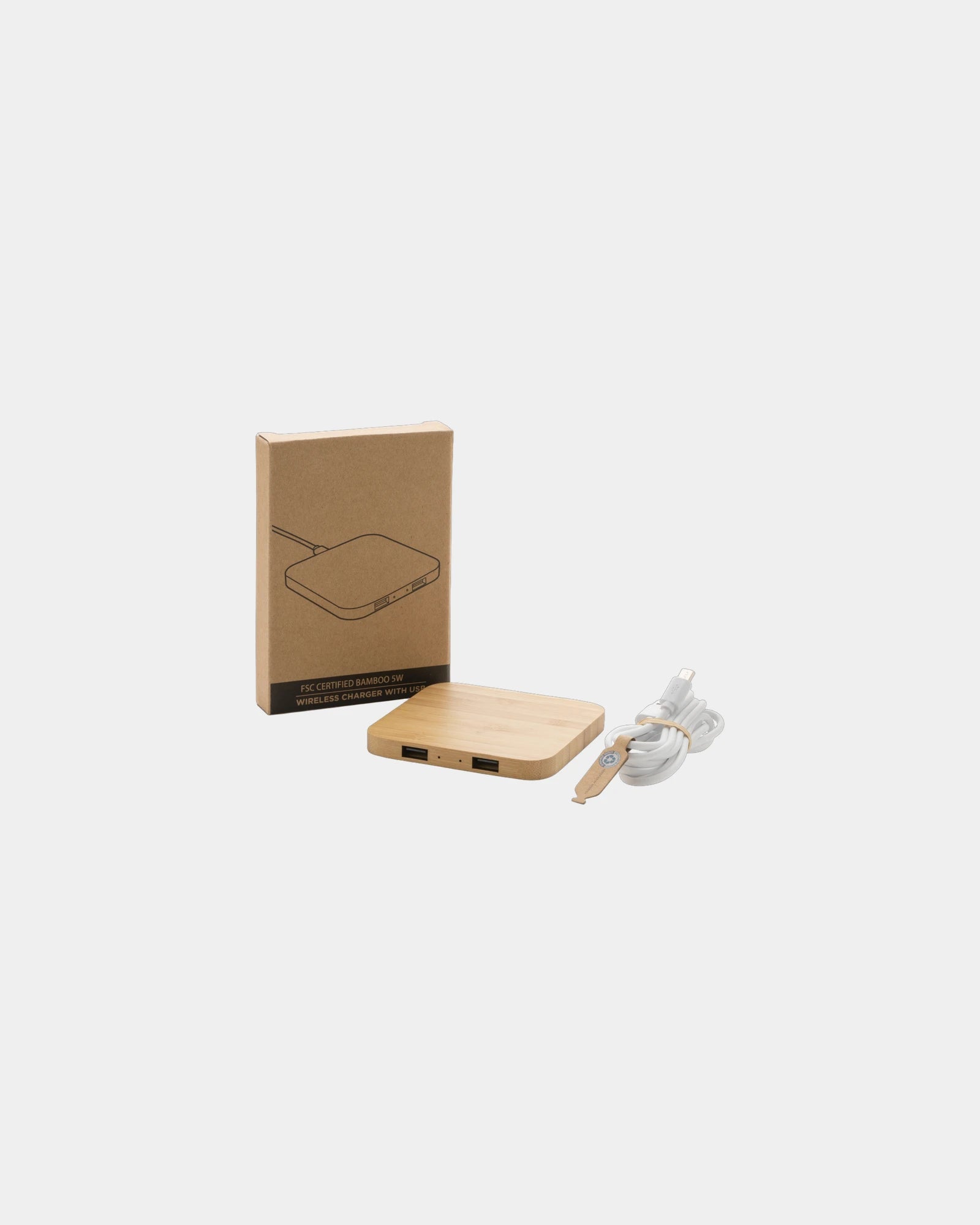 Ladegerät Bambus 5W USB zum Personalisieren - 2