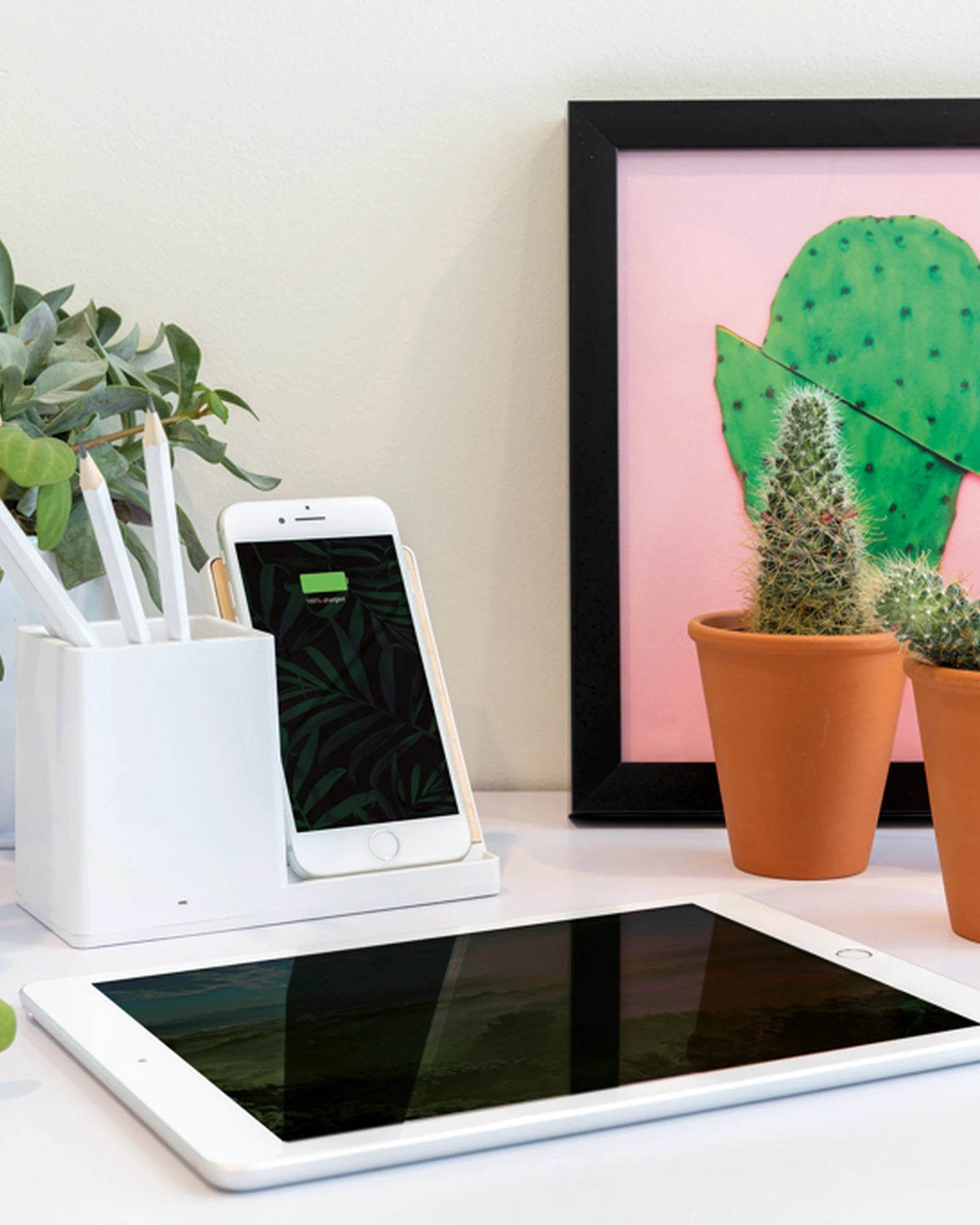 Chargeur 10W mit Stifthalter aus recyceltem ABS zum Personalisieren - 12