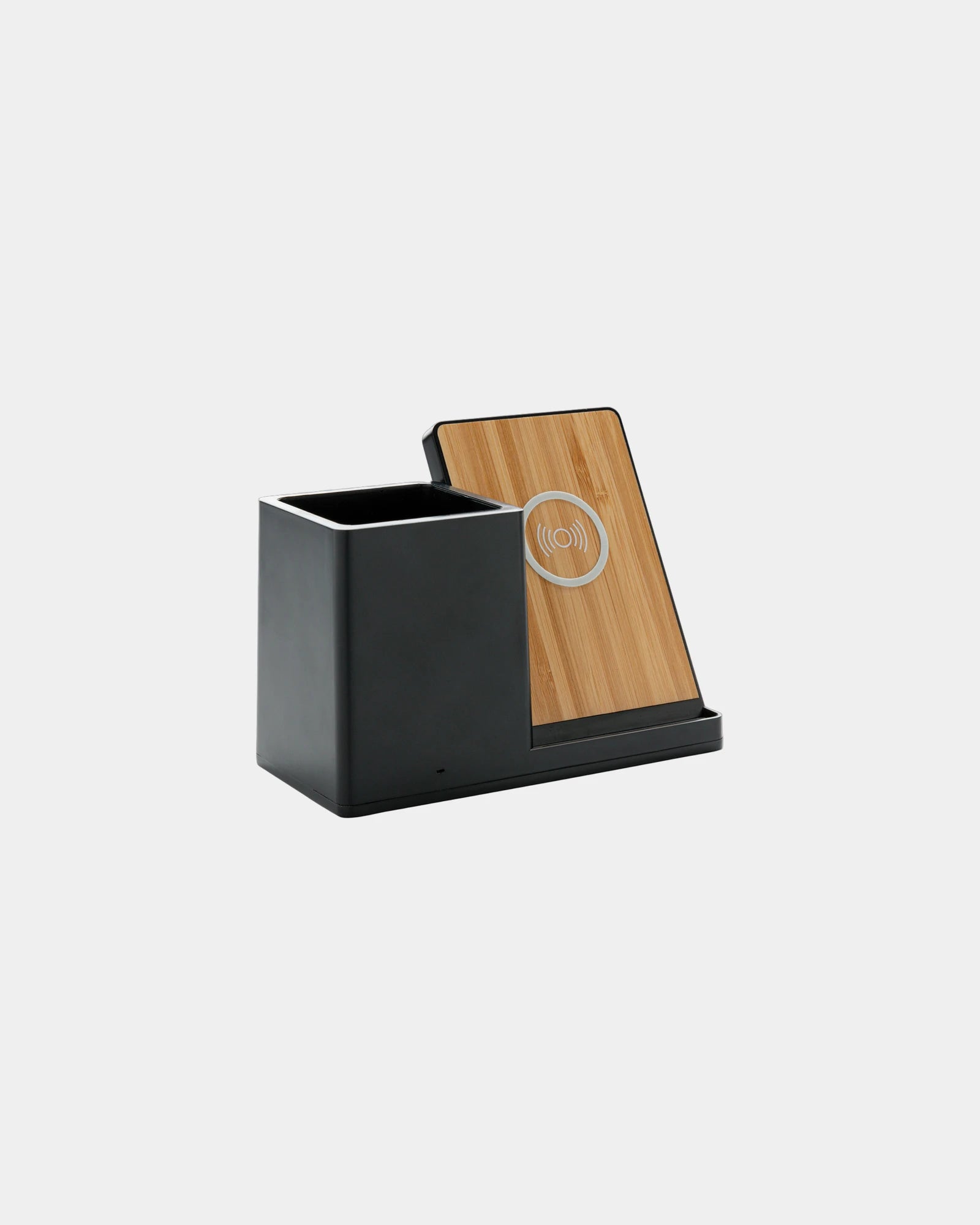 Chargeur 10W mit Stifthalter aus recyceltem ABS zum Personalisieren - Schwarz