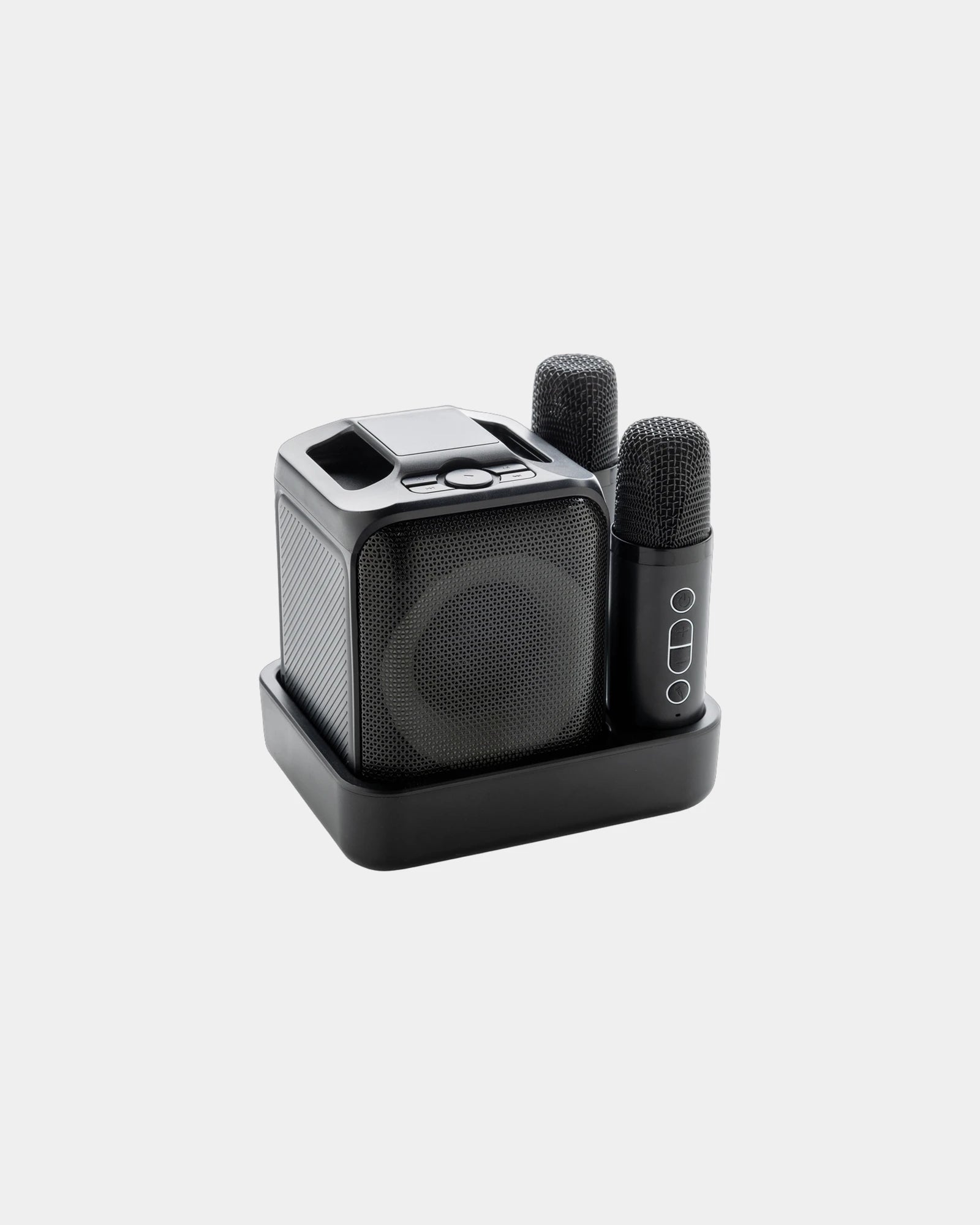 Karaoke-Set mit zwei Mikrofonen aus recyceltem ABS zum Personalisieren - Schwarz