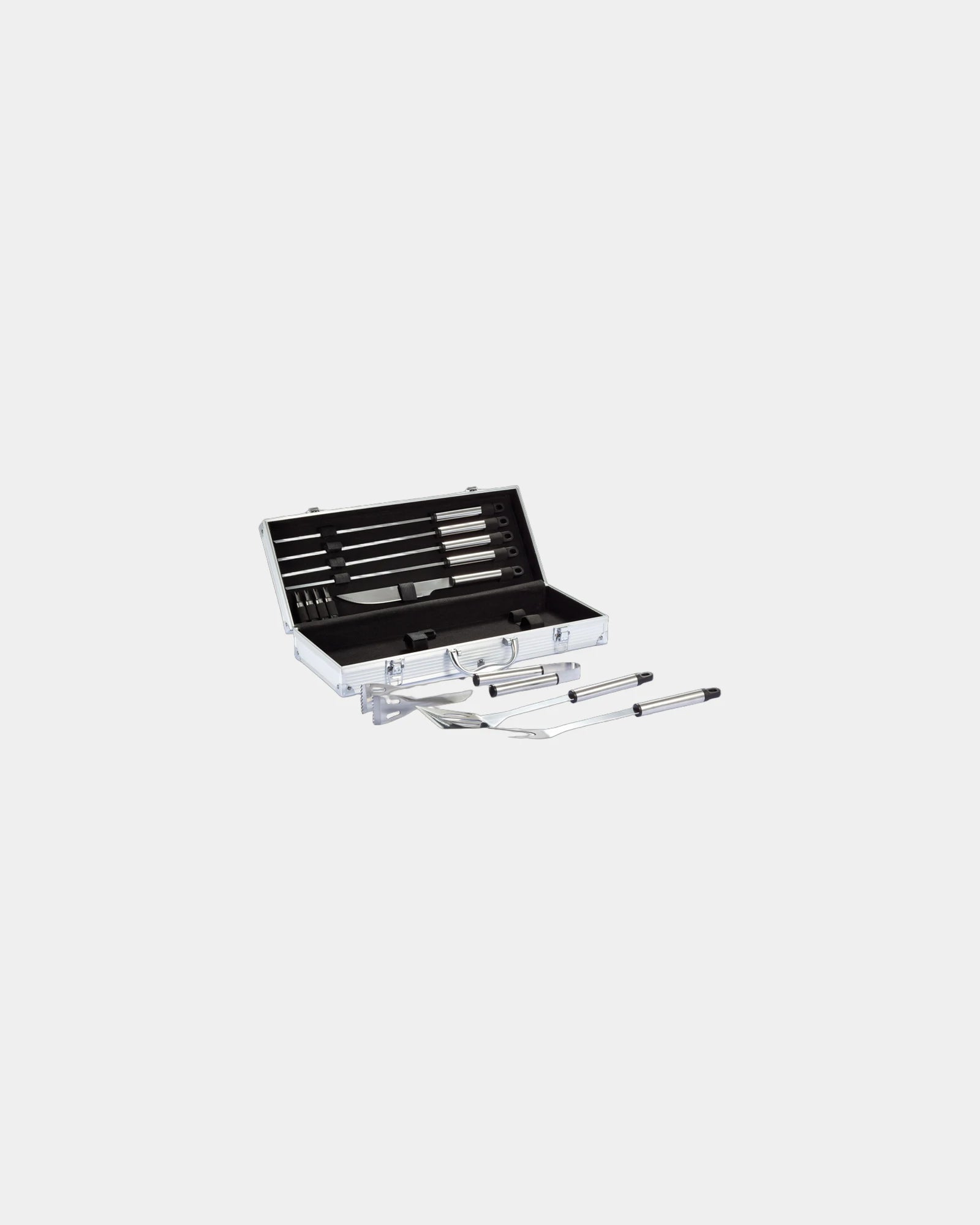 Set für BBQ 12-teilig Edelstahl zum Personalisieren - Silber