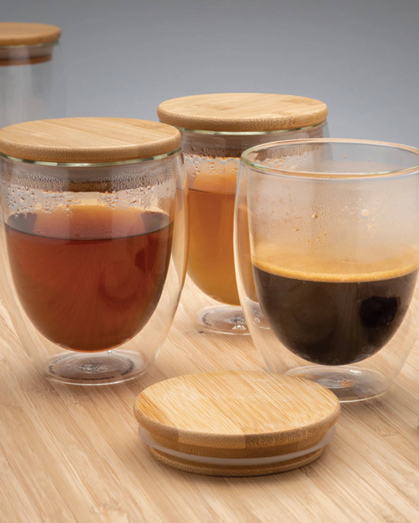 Set von 2 doppelwandigen Gläsern 250ml mit Bambusdeckel zum Personalisieren - 7